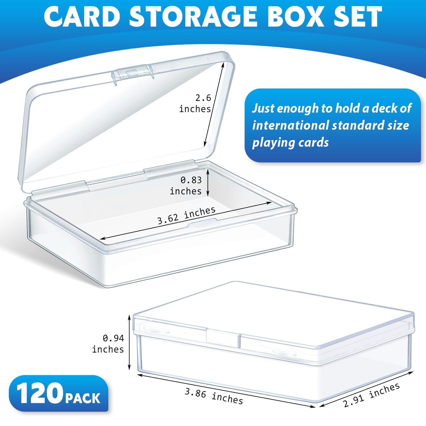 Vicenpal Clear Plastic Playing Card Box – Snap-Close Deck Case (120 Pcs)
