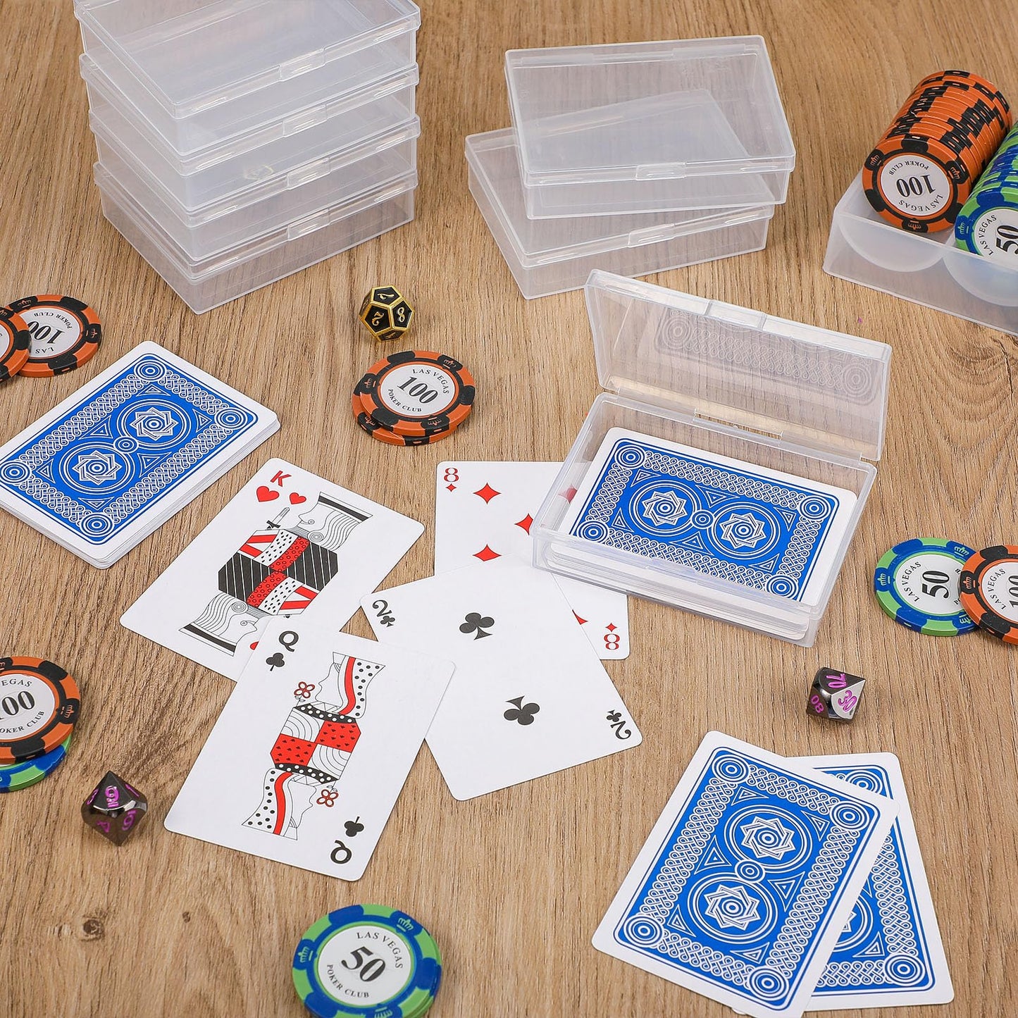 Vicenpal Clear Plastic Playing Card Box – Snap-Close Deck Case (120 Pcs)