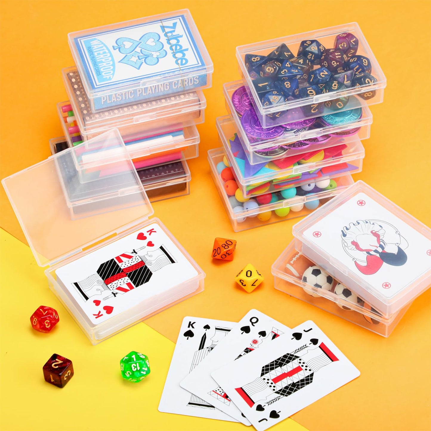 Vicenpal Clear Plastic Playing Card Box – Snap-Close Deck Case (120 Pcs)