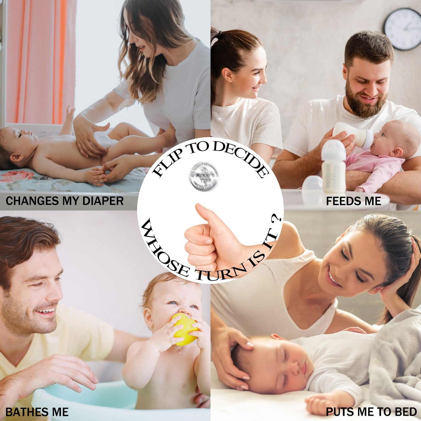 Vichona Double-Sided Decision Coin – Funny New Parents Gift for Mom & Dad