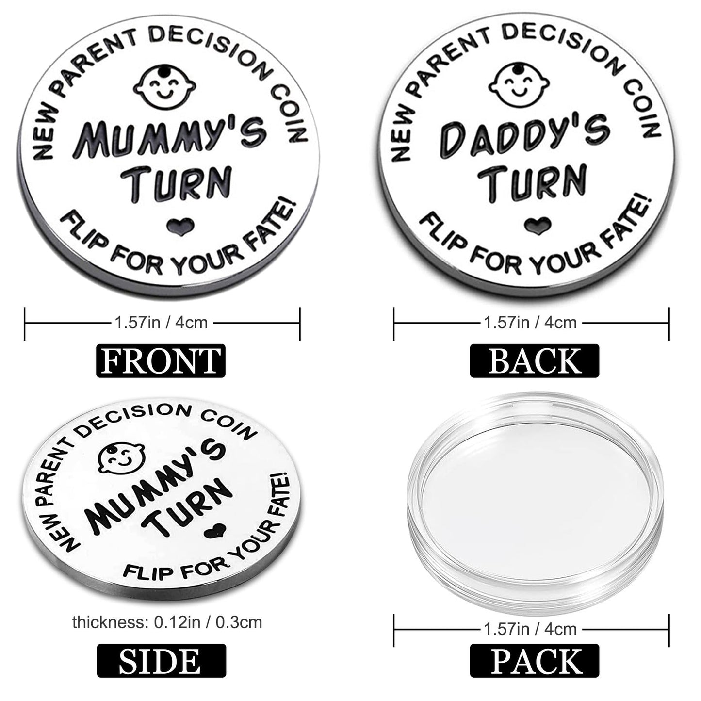 Vichona Double-Sided Decision Coin – Funny New Parents Gift for Mom & Dad