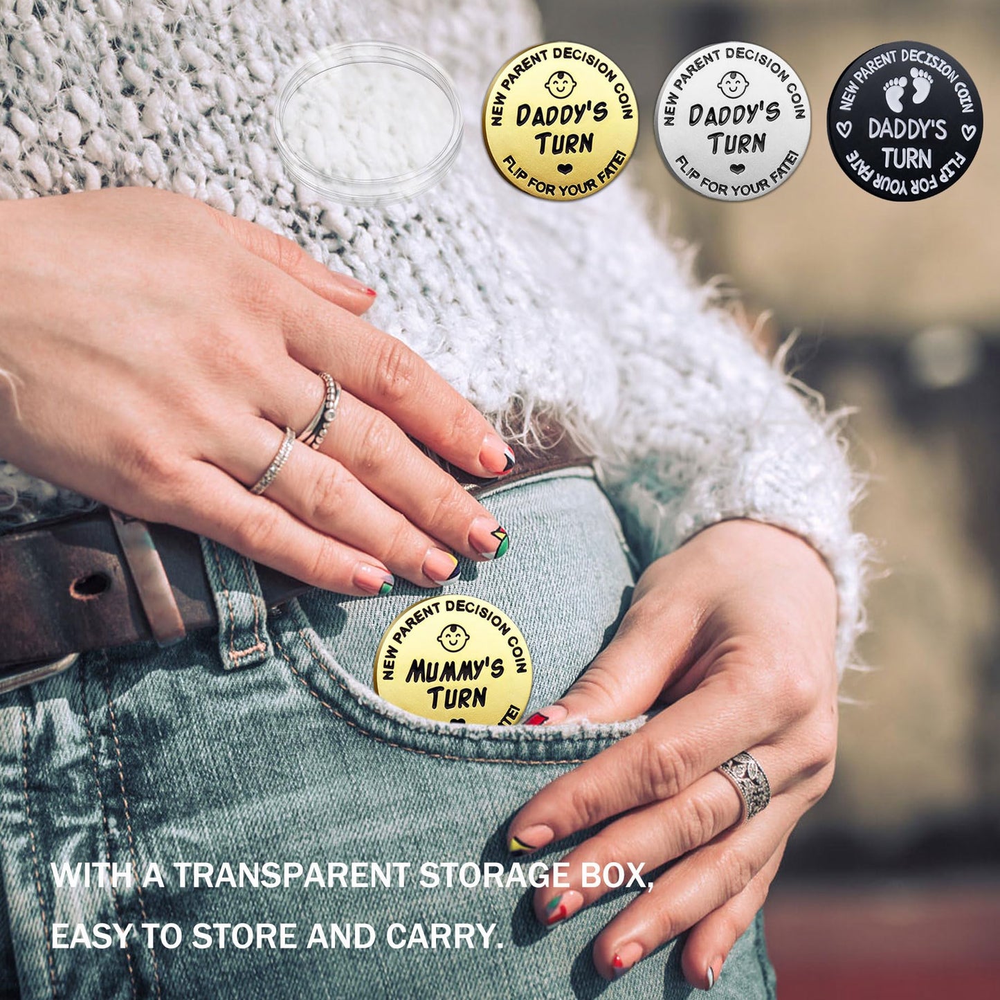 Vichona Double-Sided Decision Coin – Funny New Parents Gift for Mom & Dad