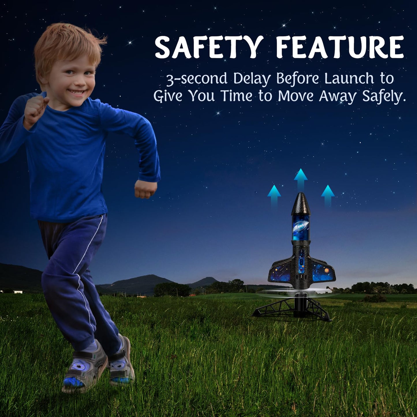 VICHTOP Rocket Launcher for Kids – 200 ft Flight, Safe Parachute, Rechargeable Outdoor Toy