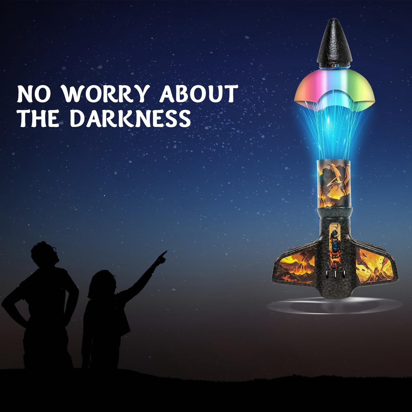 VICHTOP Rocket Launcher for Kids – 200 ft Flight, Glow LED, Rechargeable, Safe Parachute