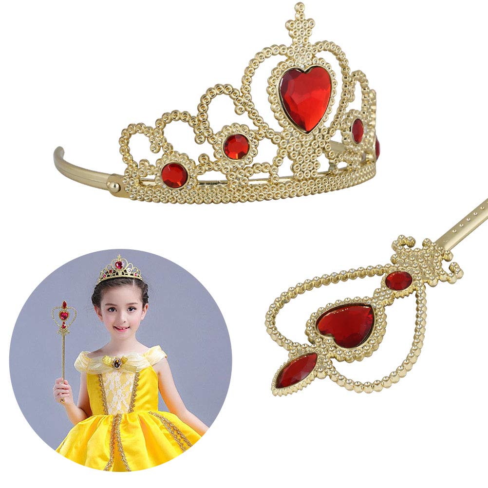 Vicloon Princess Dress Up Accessories - 2-Piece Crown & Wand Set for Little Girls