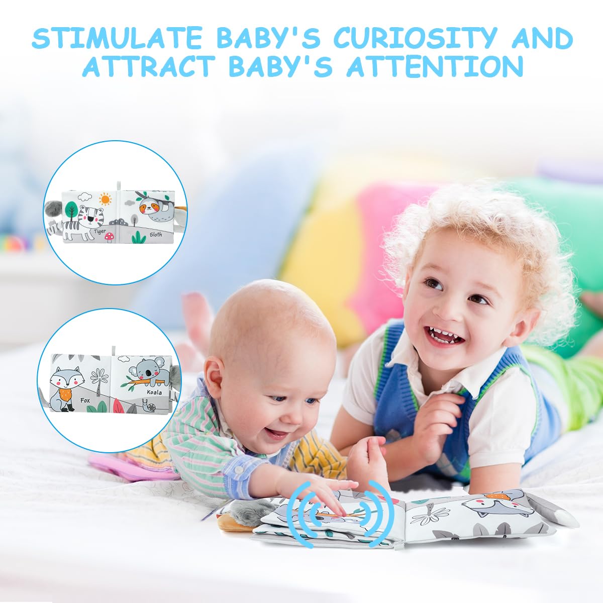 Vicloon Elephant Cloth Book – 3D Texture, High-Contrast Baby Cloth Book for 0-12 Months