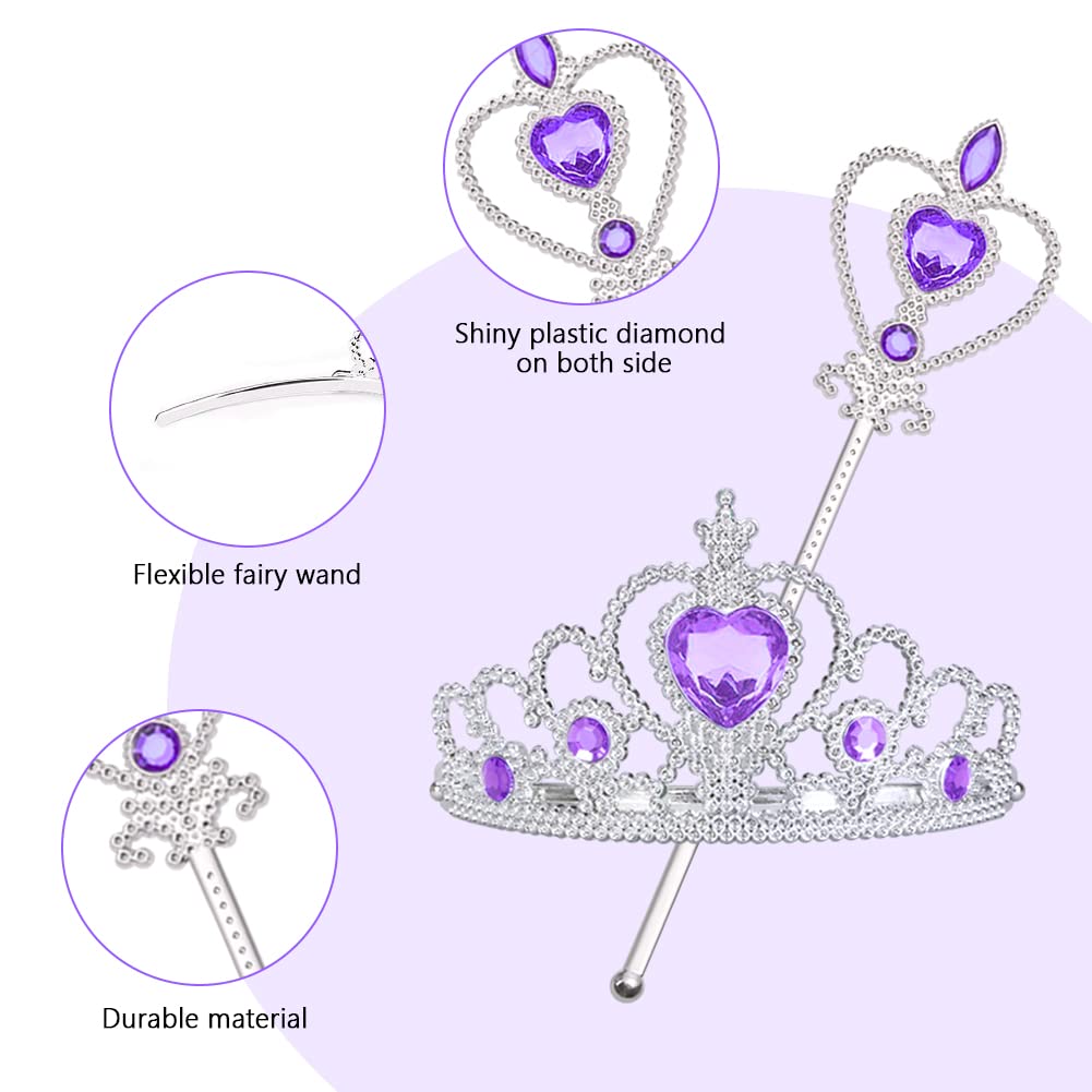 Vicloon Princess Dress Up Set – 2PCS Crown & Wand for Girls 3+ Years