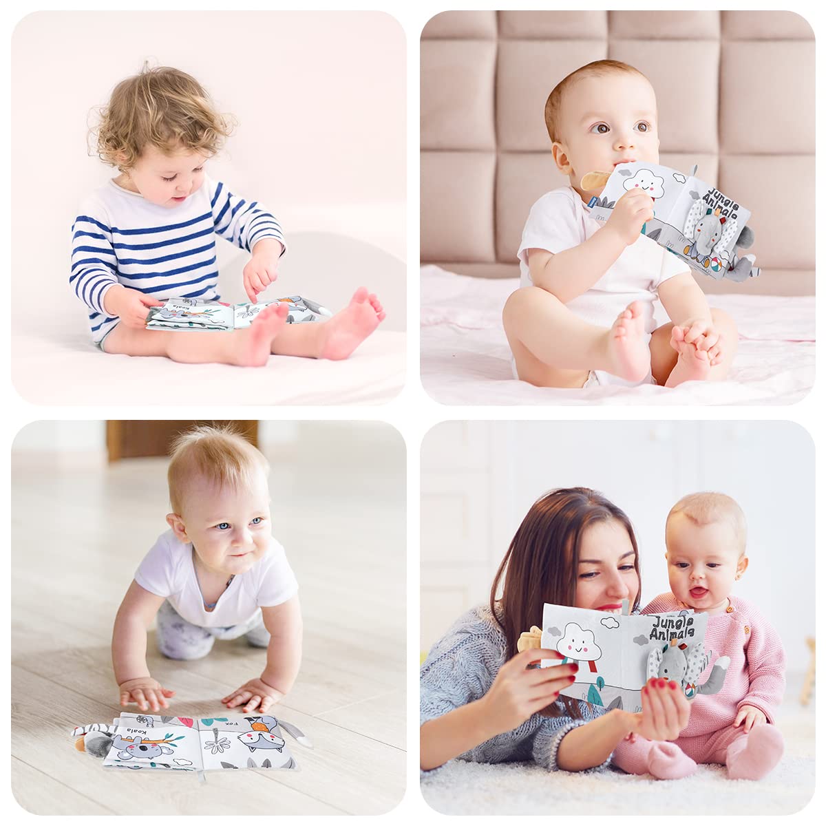 Vicloon Elephant Cloth Book – 3D Texture, High-Contrast Baby Cloth Book for 0-12 Months
