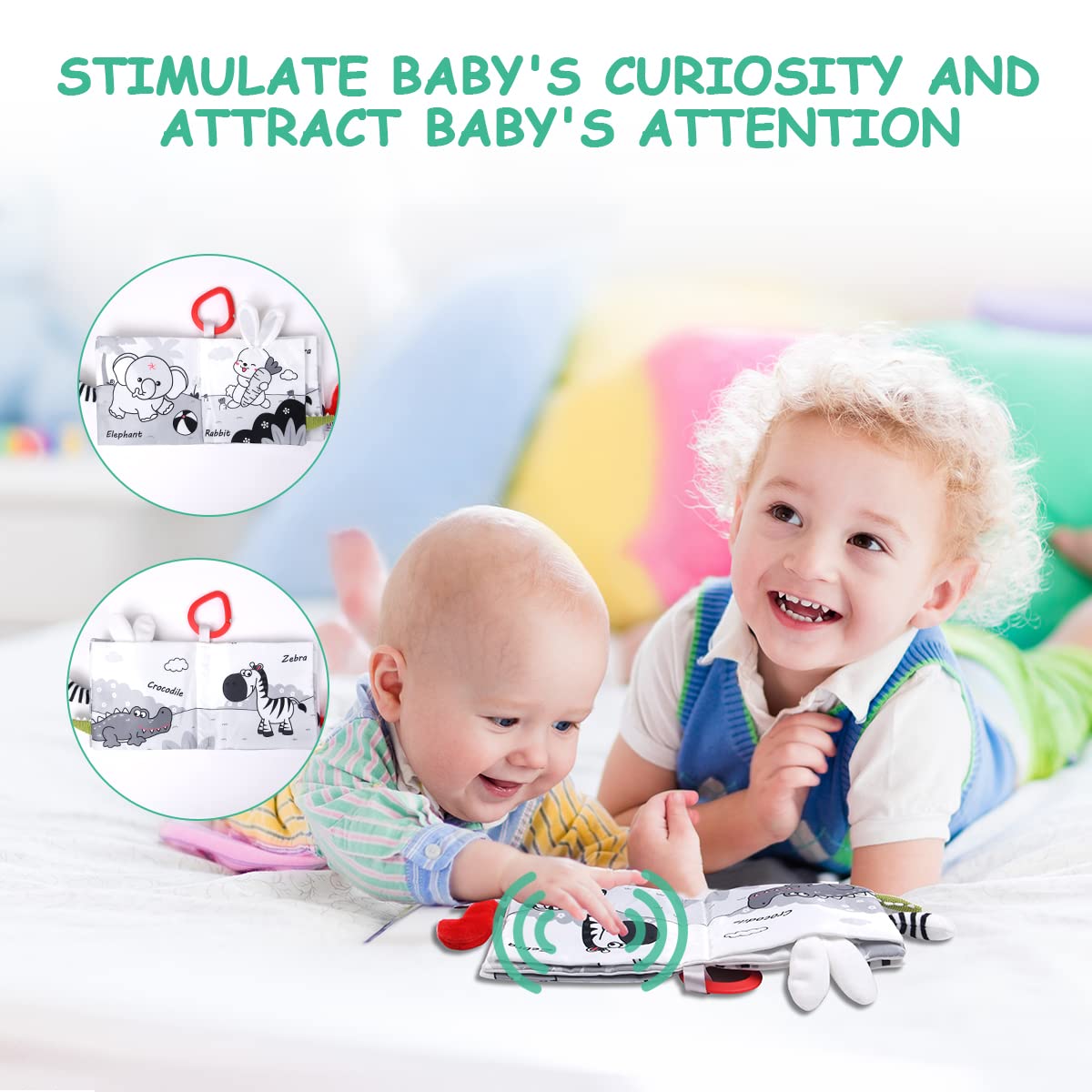 Vicloon Forest Cloth Book – 3D Touch & Feel High-Contrast Baby Cloth Book for 0-12 Months