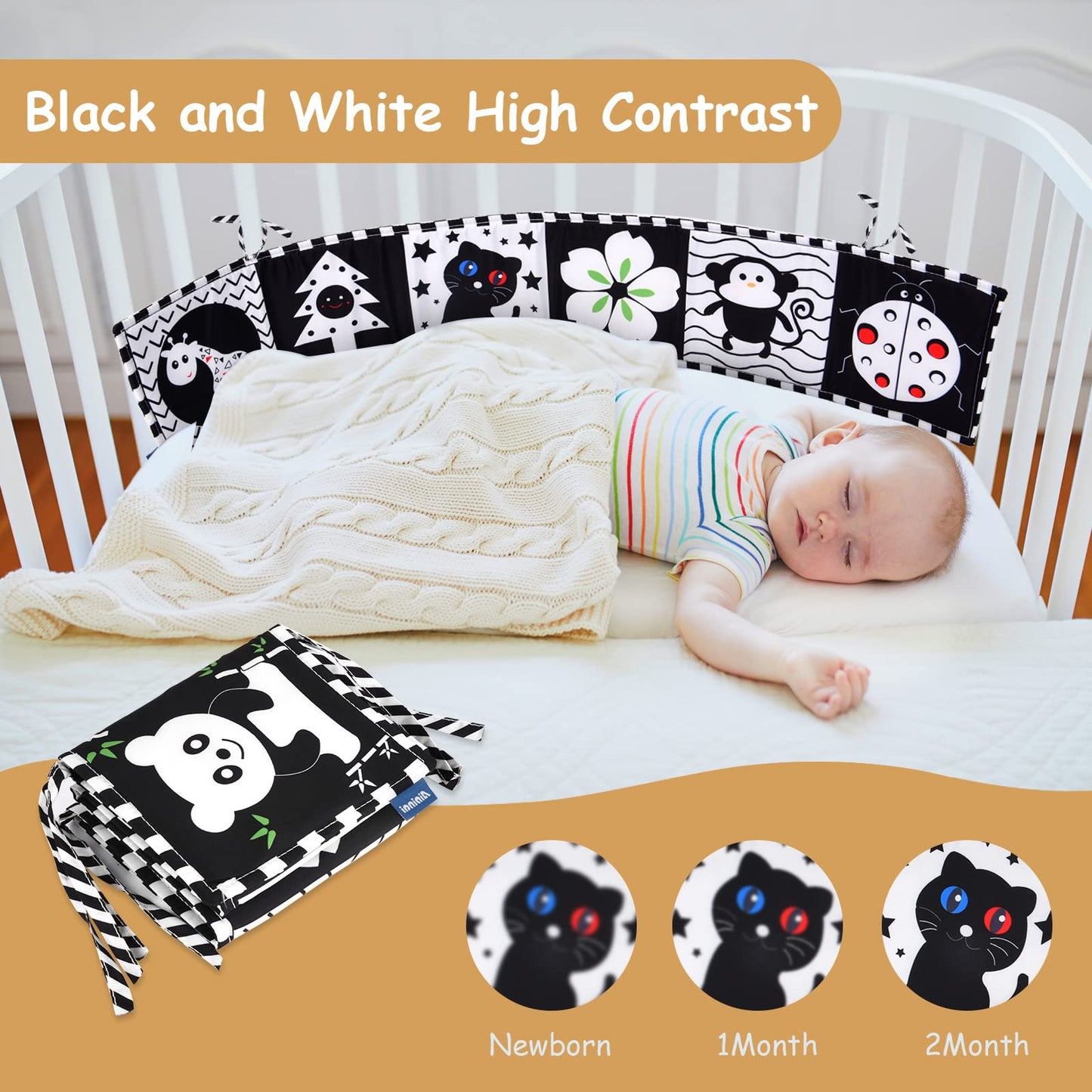 Vicloon Black & White Baby Book – High-Contrast Tummy Time Toys