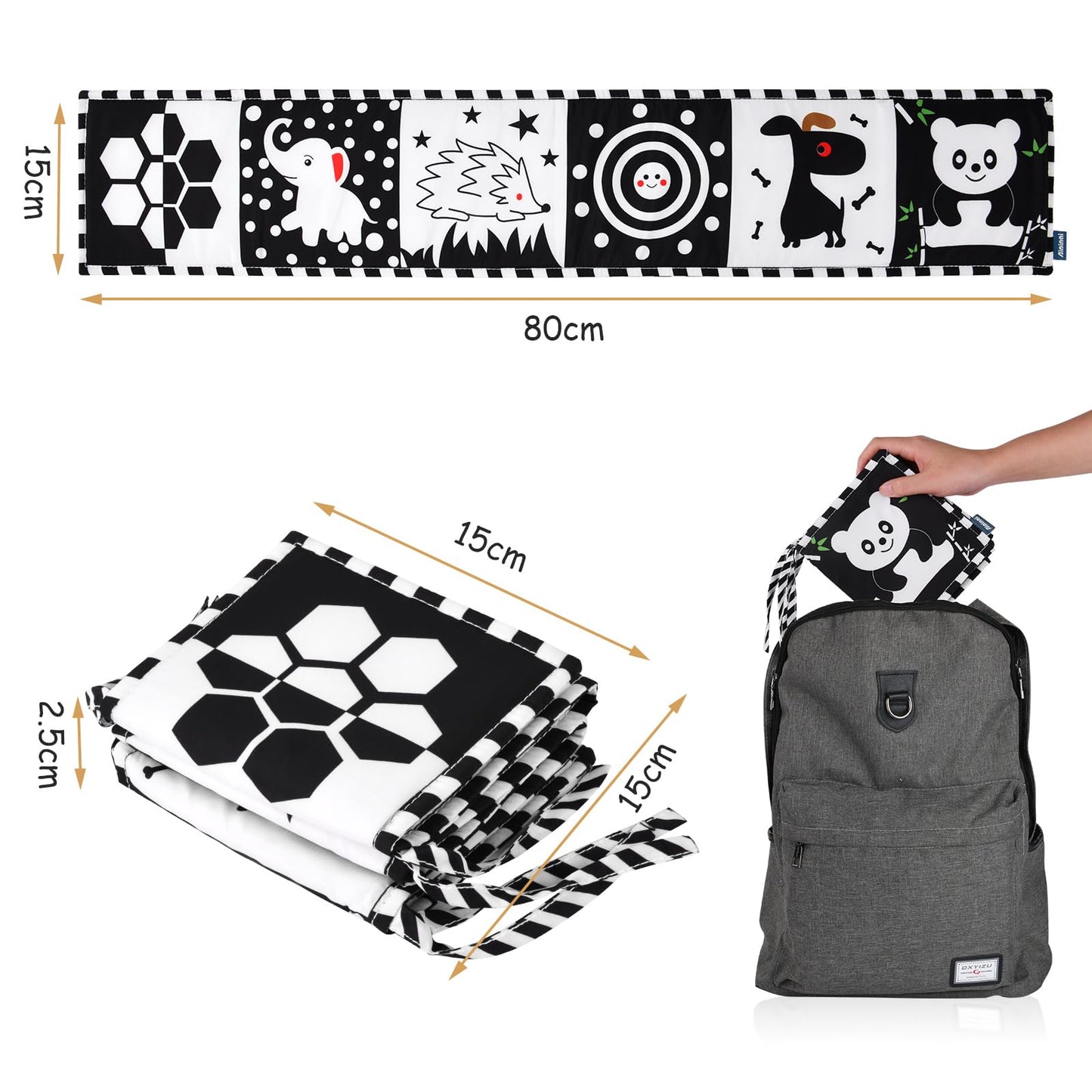 Vicloon Black & White Baby Book – High-Contrast Tummy Time Toys