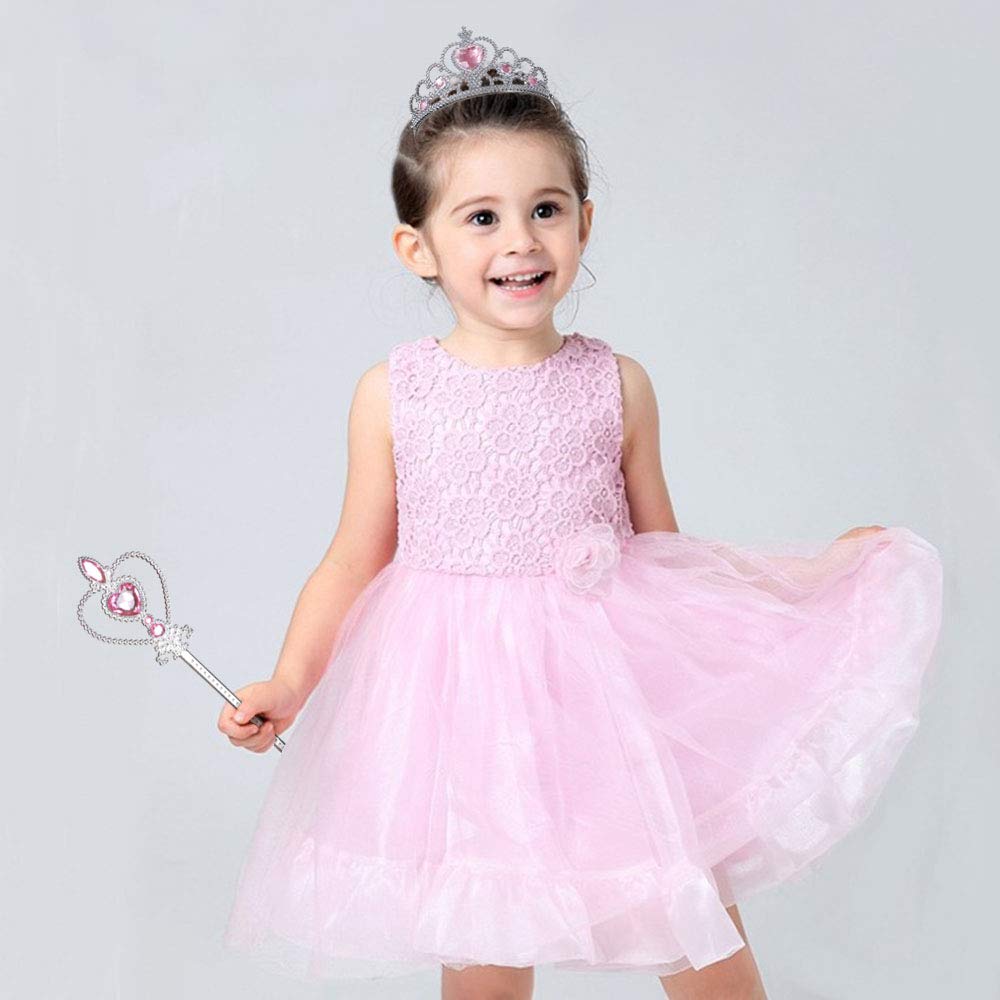 Vicloon Princess Dress Up Accessories — Crown & Wand Set for Girls 3+