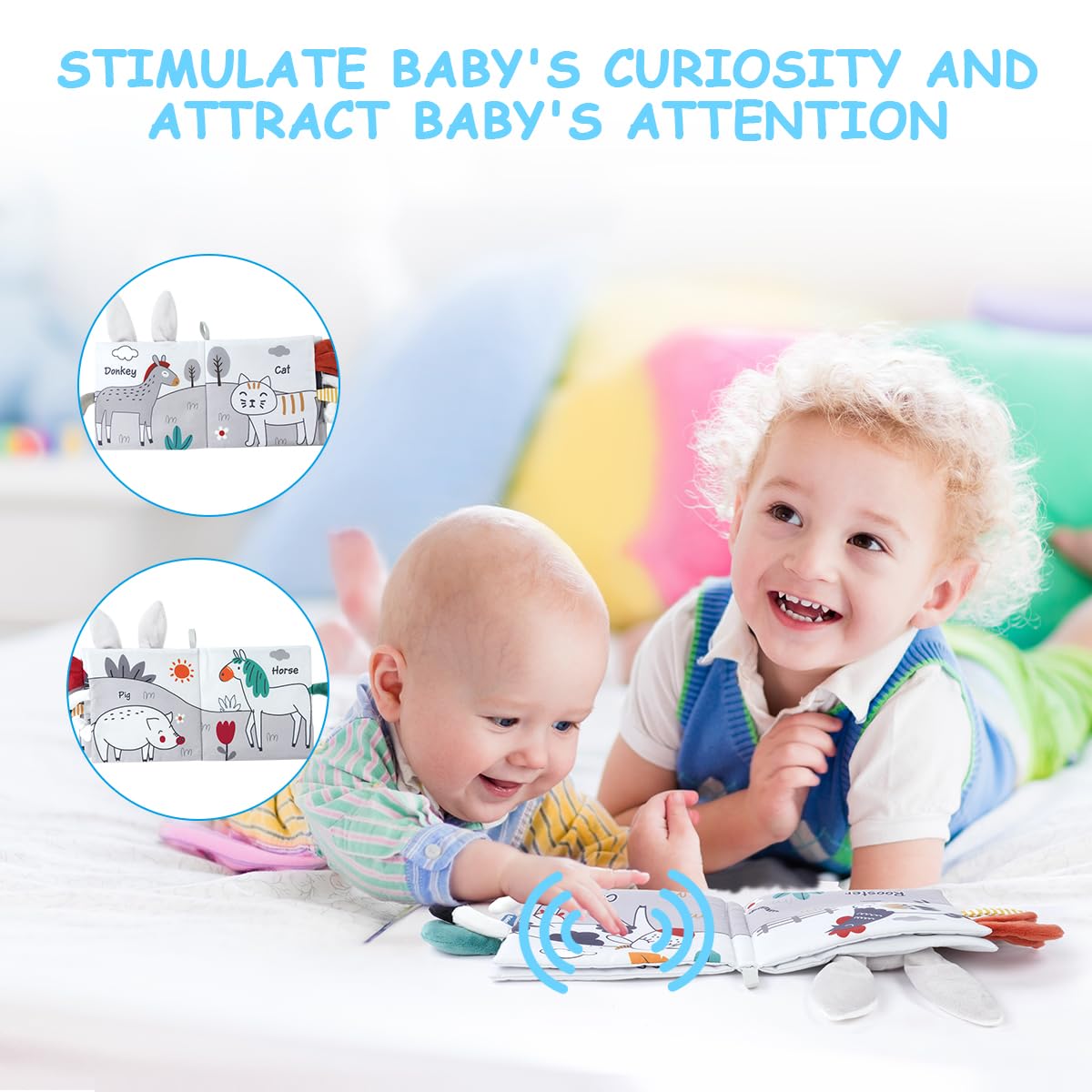 Vicloon Rabbit 3D Cloth Book – Soft Sensory Baby Book for 0-12 Months