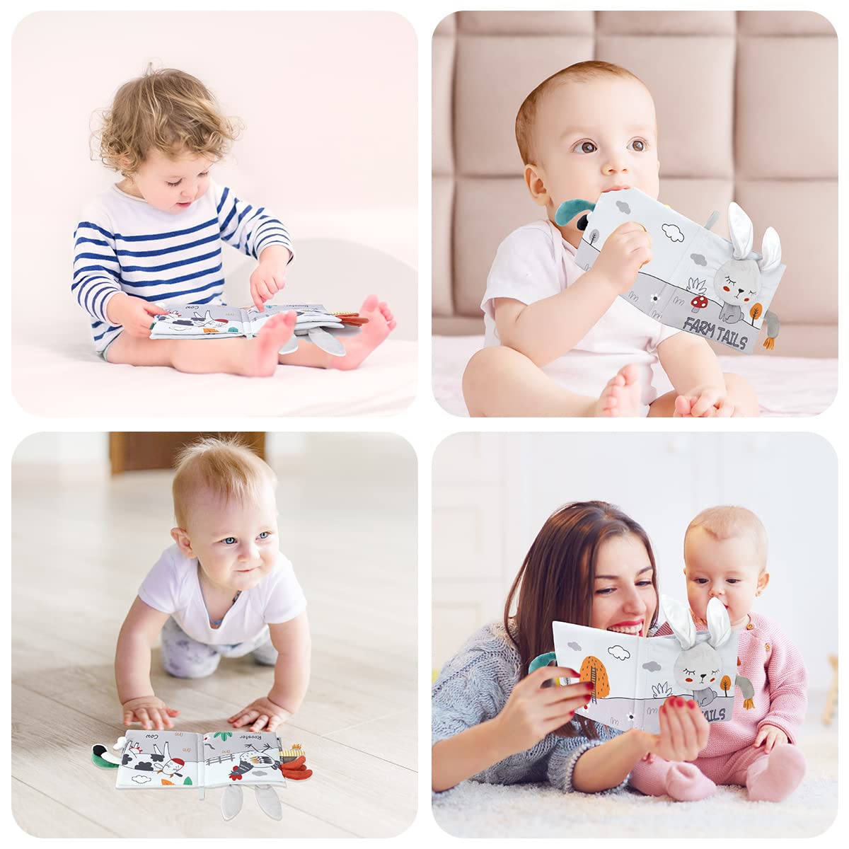 Vicloon Rabbit 3D Cloth Book – Soft Sensory Baby Book for 0-12 Months
