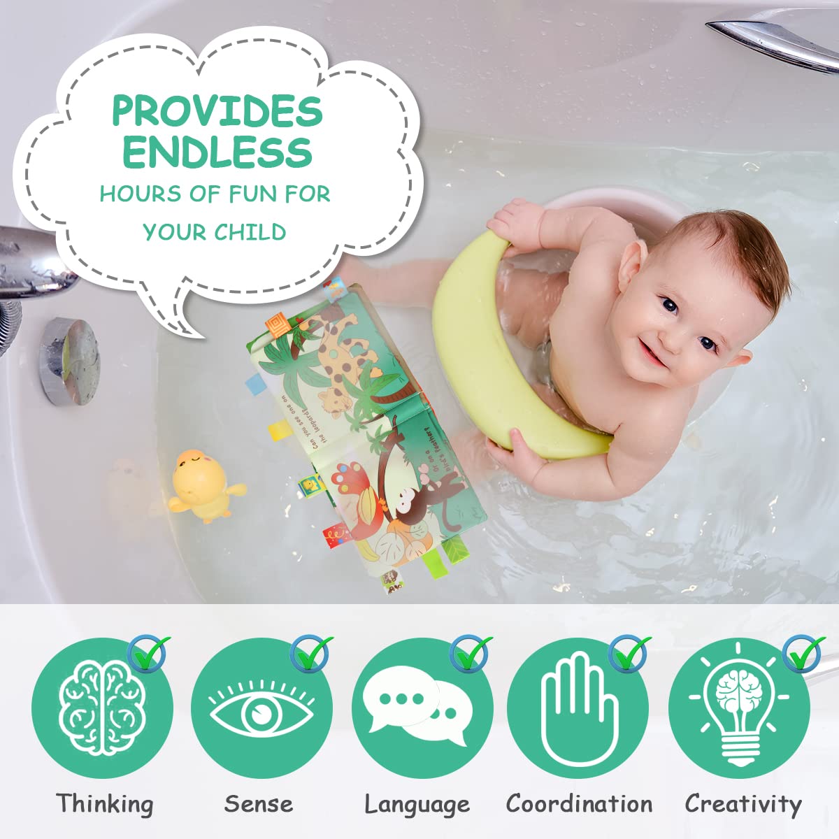 Vicloon Soft Baby Book Monkey – Textured Cloth Book with 3D Touch & Crinkle for 0-3 Years