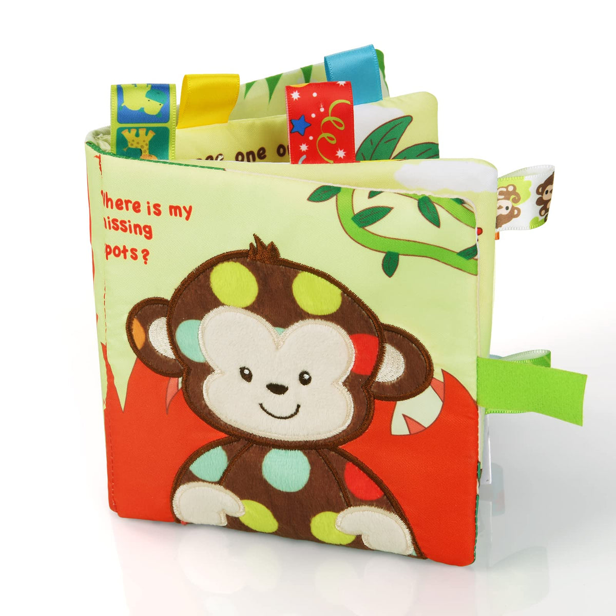 Vicloon Soft Baby Book Monkey – Textured Cloth Book with 3D Touch & Crinkle for 0-3 Years