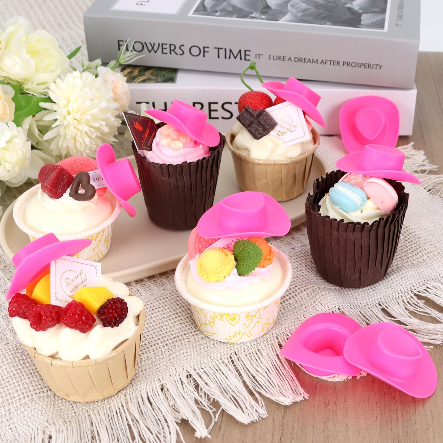 VICROIC 24-Pack Pink Mini Cowboy Hats for Dolls – Dollhouse Decor & Party Props