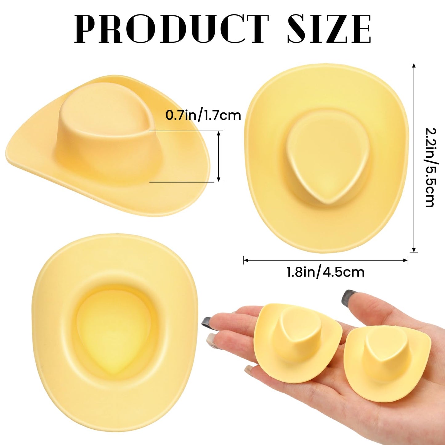 VICROIC 24 Pcs Yellow Mini Cowboy Hats for Dolls – Plastic Dollhouse Accessories & Party Decor