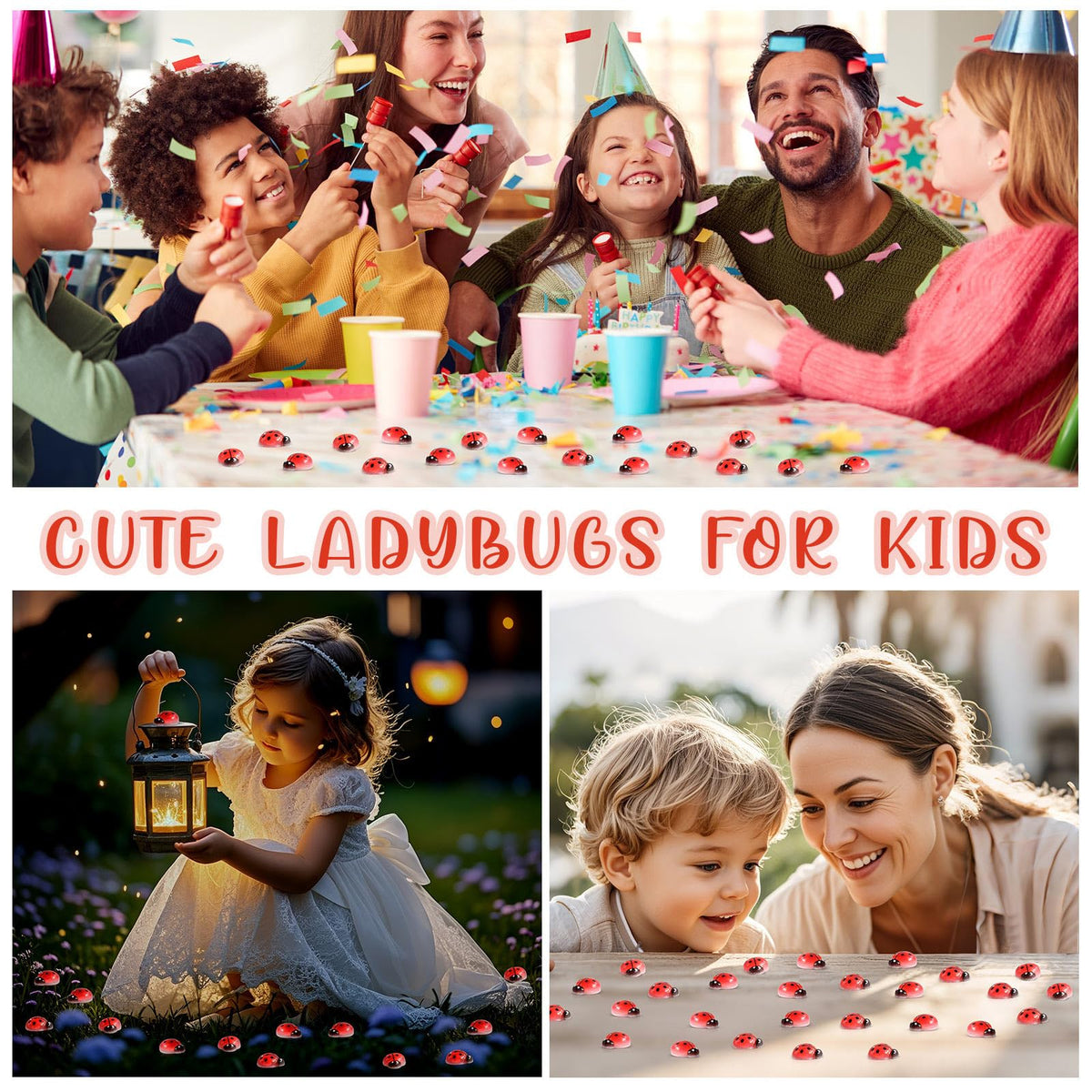 VICROIC 100 PCS Mini Resin Ladybugs – Tiny Dollhouse Figurines for Crafts, Cakes & Fairy Gardens