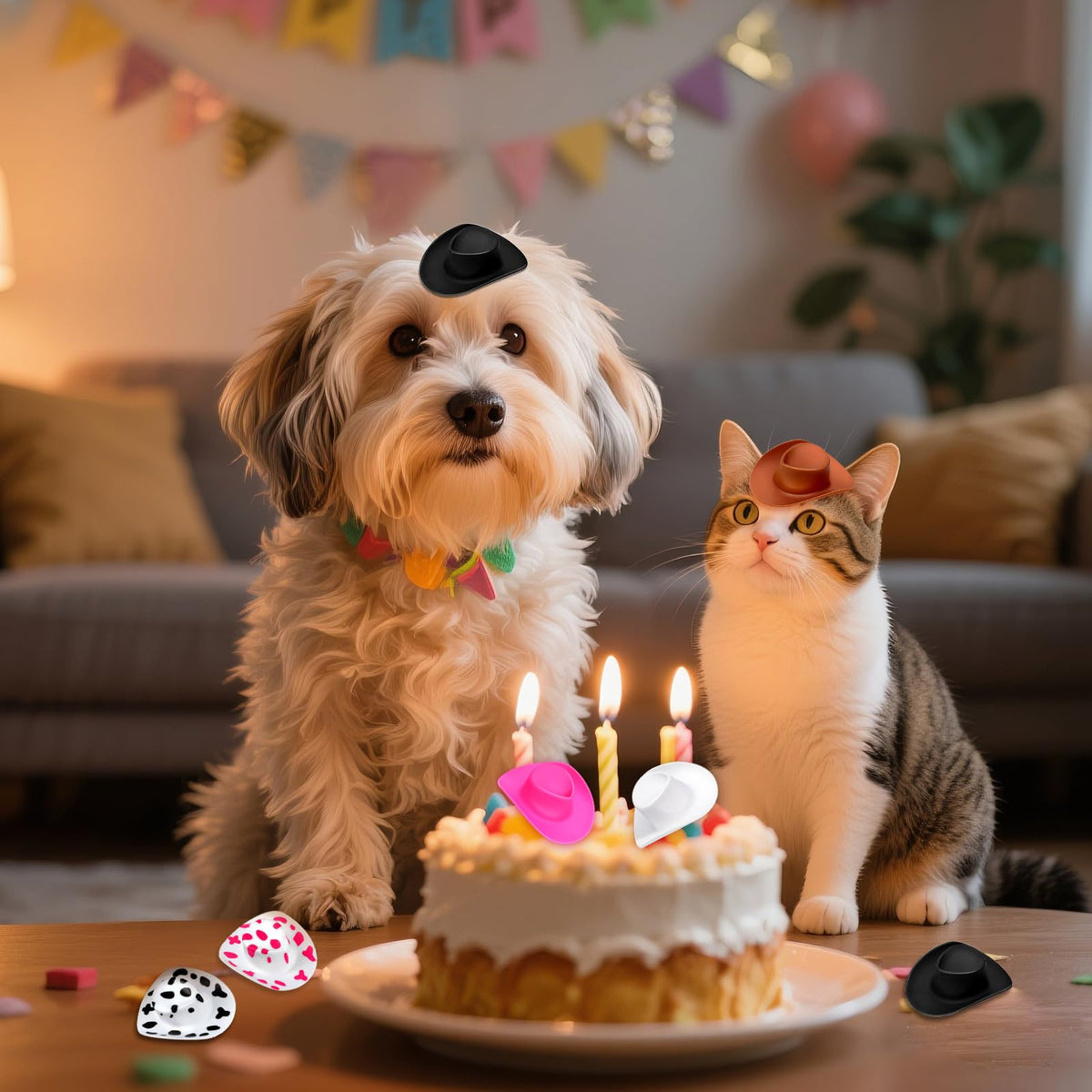 VICROIC 24-Pcs Plastic Mini Cowboy Hats – Colorful Doll Party Props & Craft Decor
