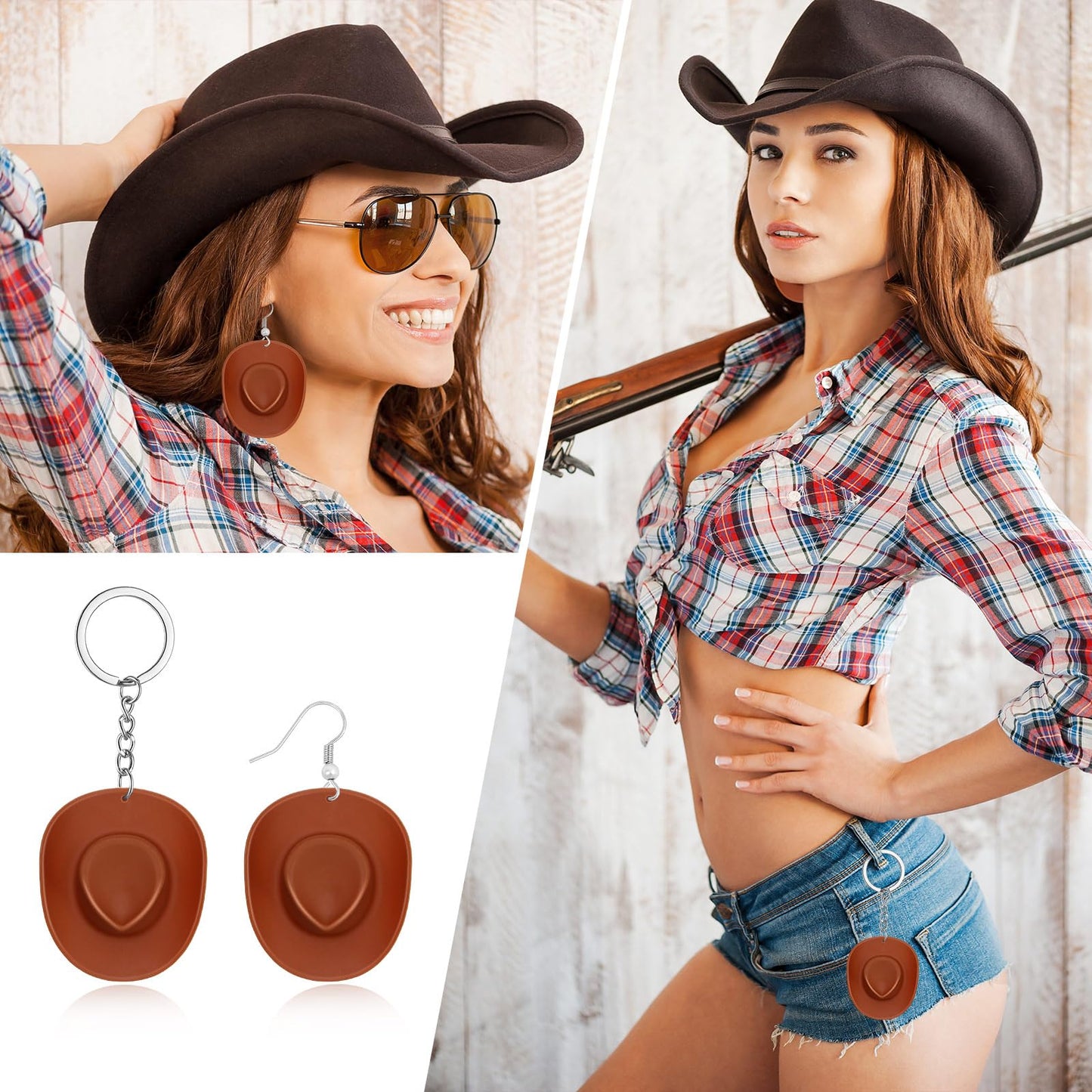 VICROIC 24-Pc Mini Cowboy Hats – Brown Plastic Doll Hats for Dollhouse Decor