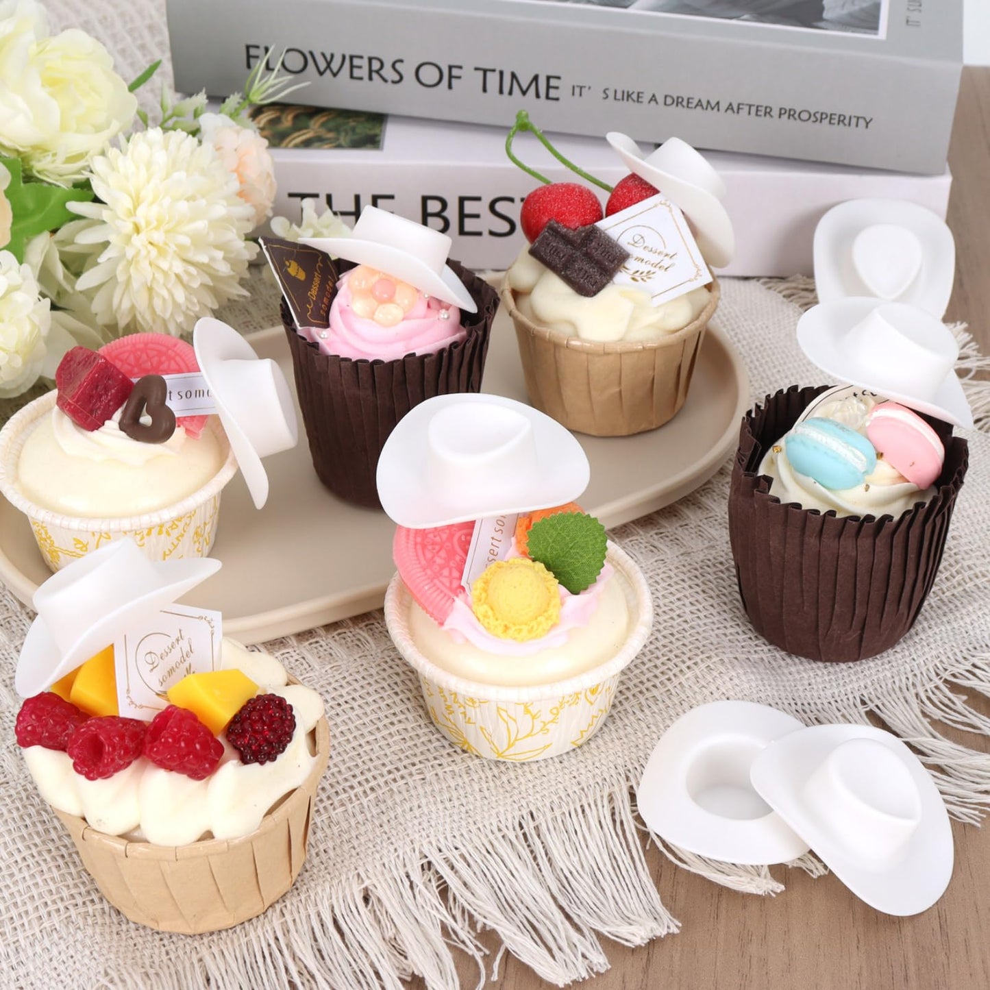 Vicroic 24 Pcs White Mini Cowboy Hats for Dolls – Dollhouse Dress-Up Props