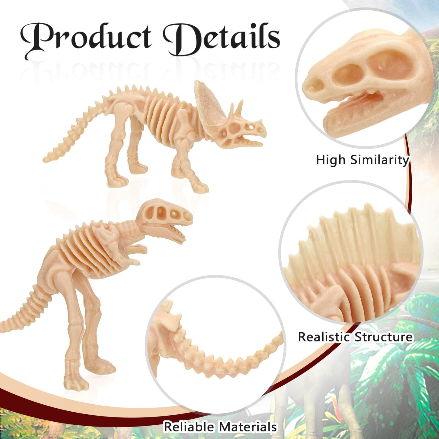VICROIC 60 PCS Dinosaur Fossil Skeletons – 12 Styles for Science Play & Decor