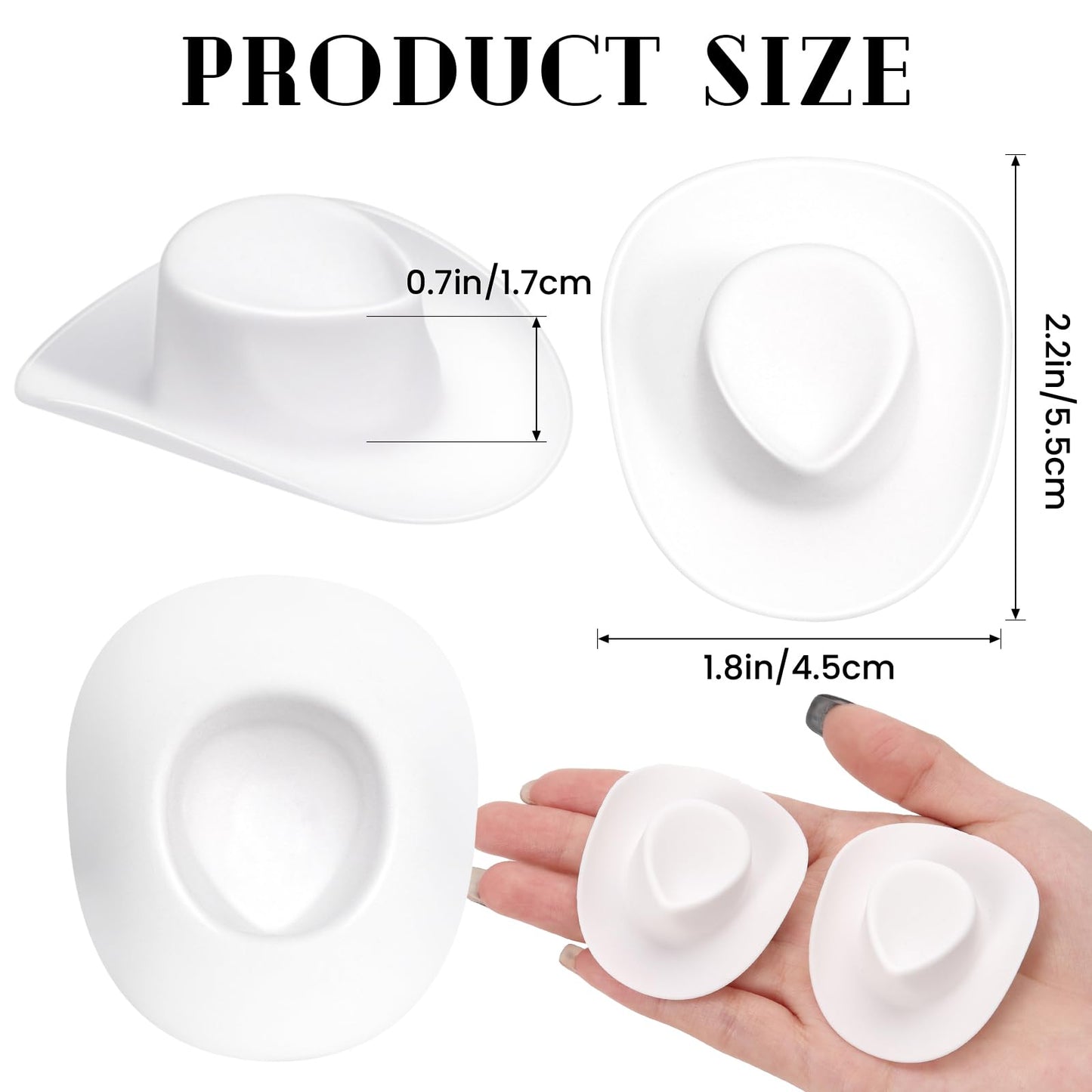 Vicroic 24 Pcs White Mini Cowboy Hats for Dolls – Dollhouse Dress-Up Props