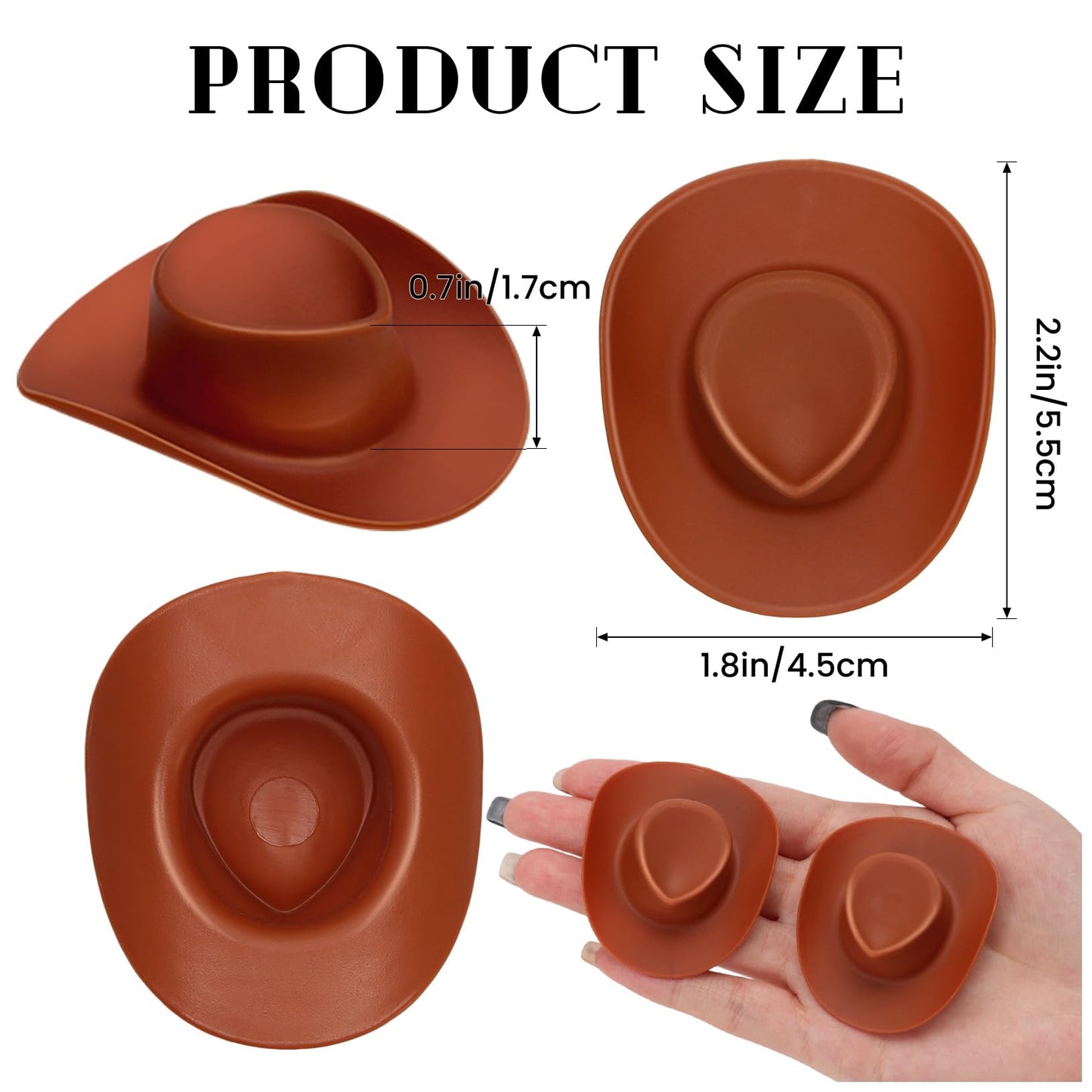 VICROIC 24-Pc Mini Cowboy Hats – Brown Plastic Doll Hats for Dollhouse Decor