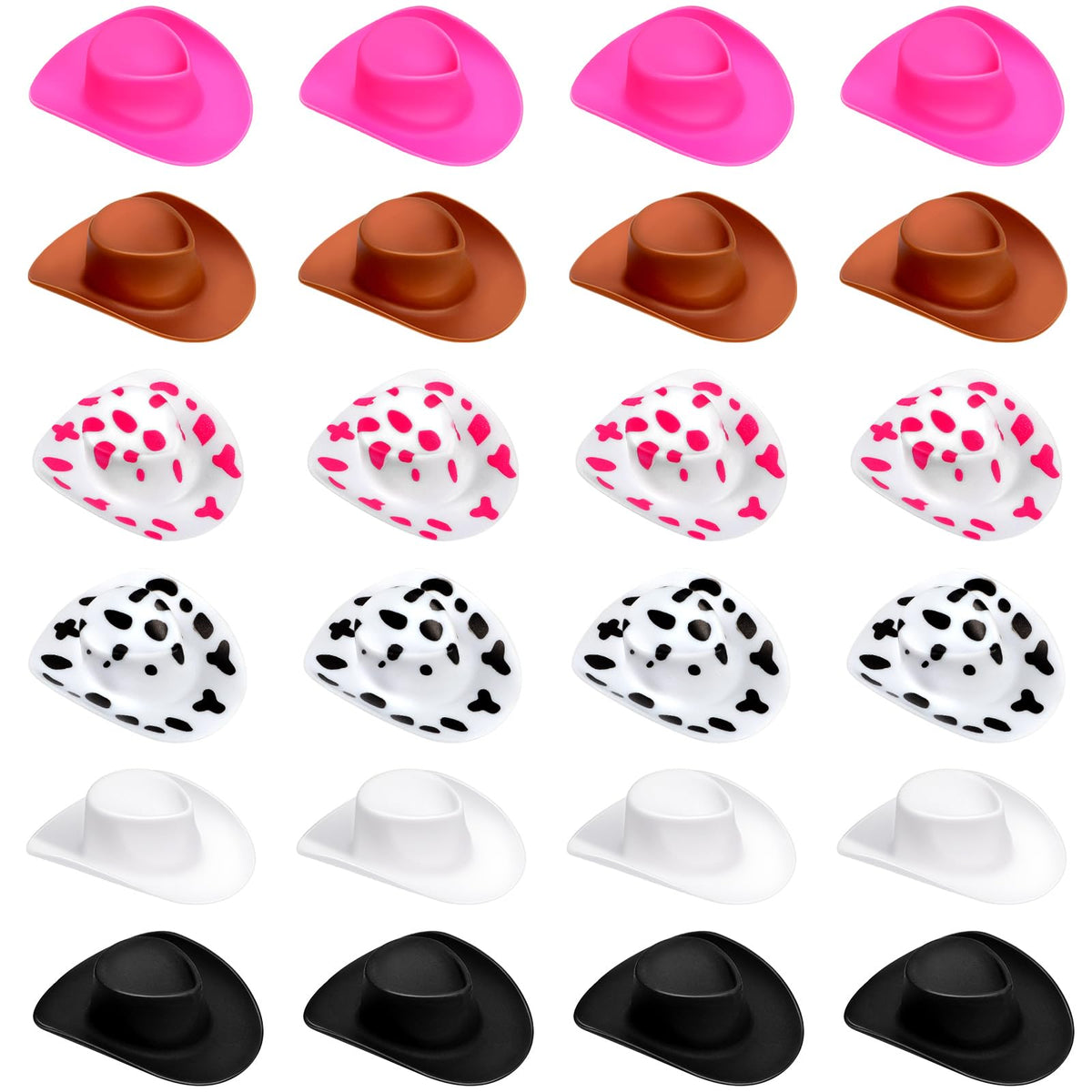 VICROIC 24-Pcs Plastic Mini Cowboy Hats – Colorful Doll Party Props & Craft Decor