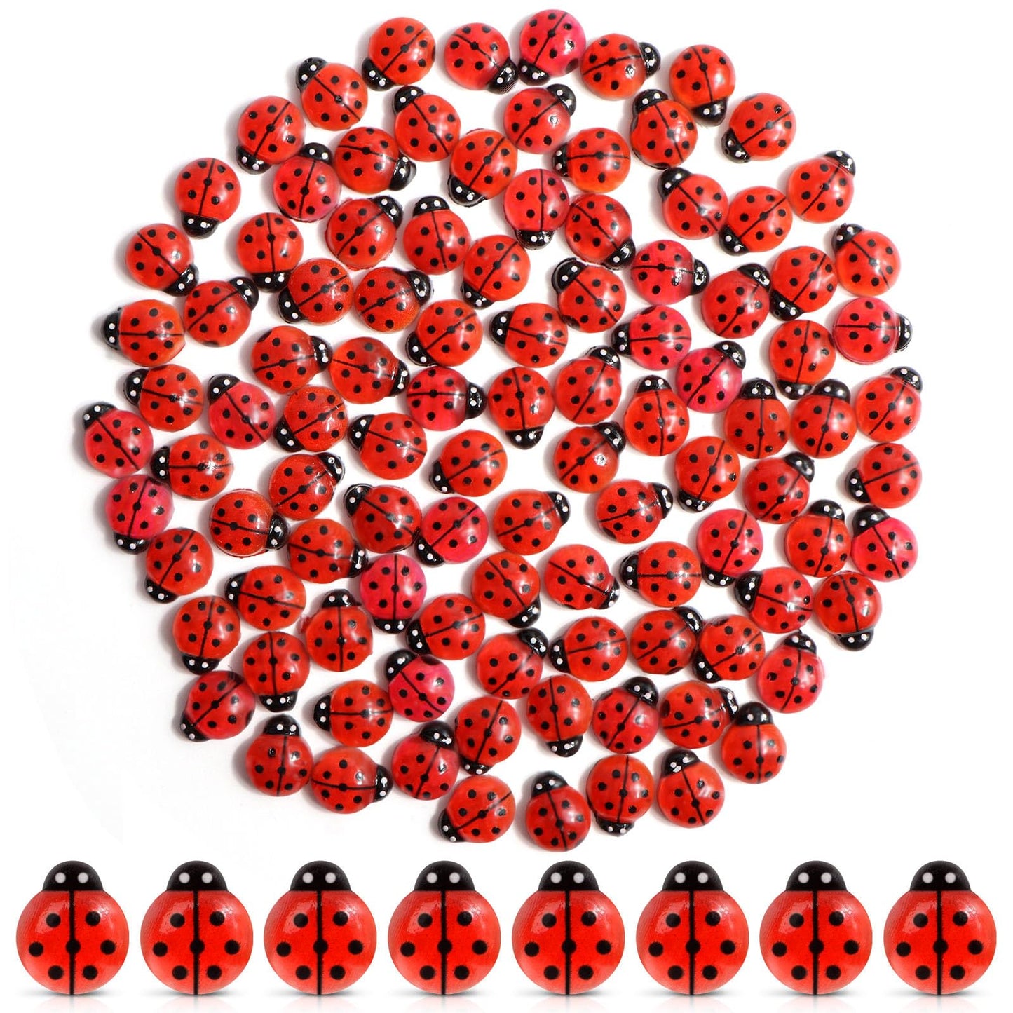 VICROIC 100 PCS Mini Resin Ladybugs – Tiny Dollhouse Figurines for Crafts, Cakes & Fairy Gardens