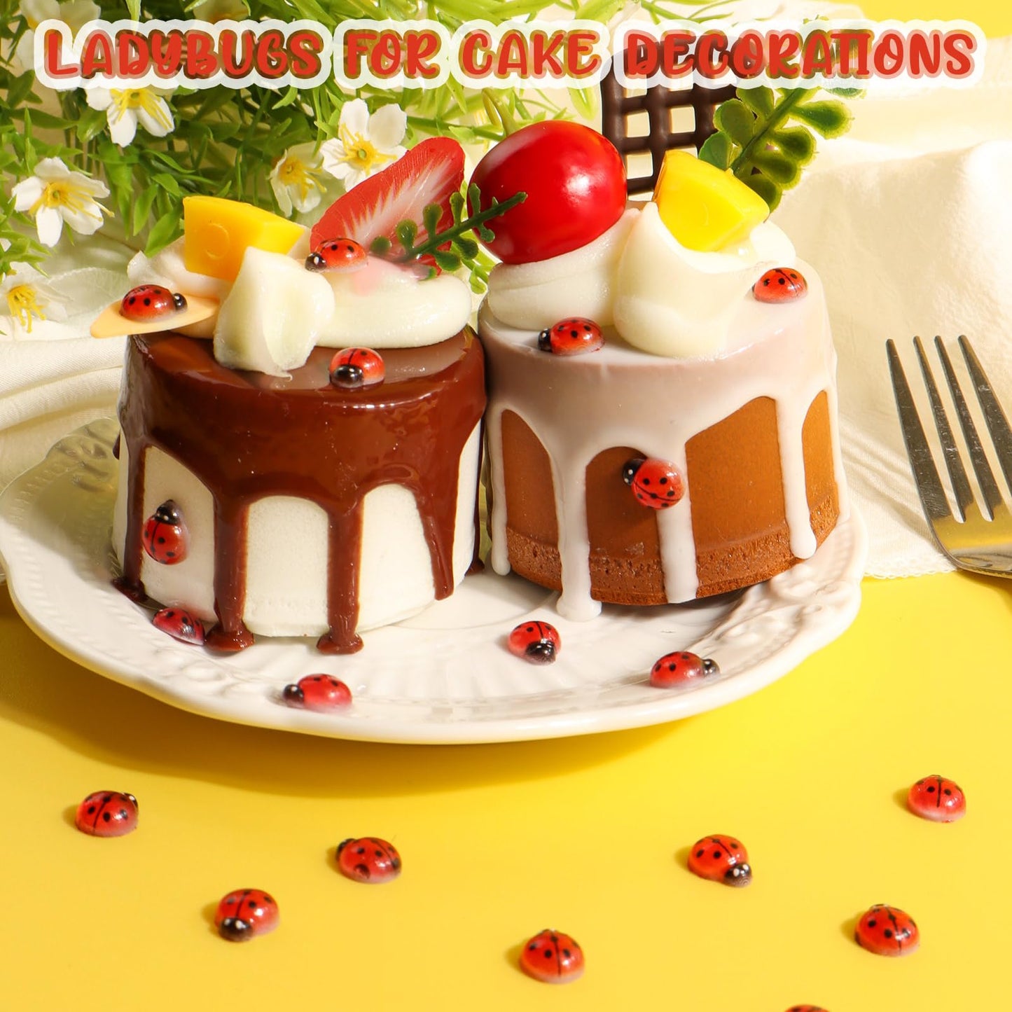 VICROIC 100 PCS Mini Resin Ladybugs – Tiny Dollhouse Figurines for Crafts, Cakes & Fairy Gardens