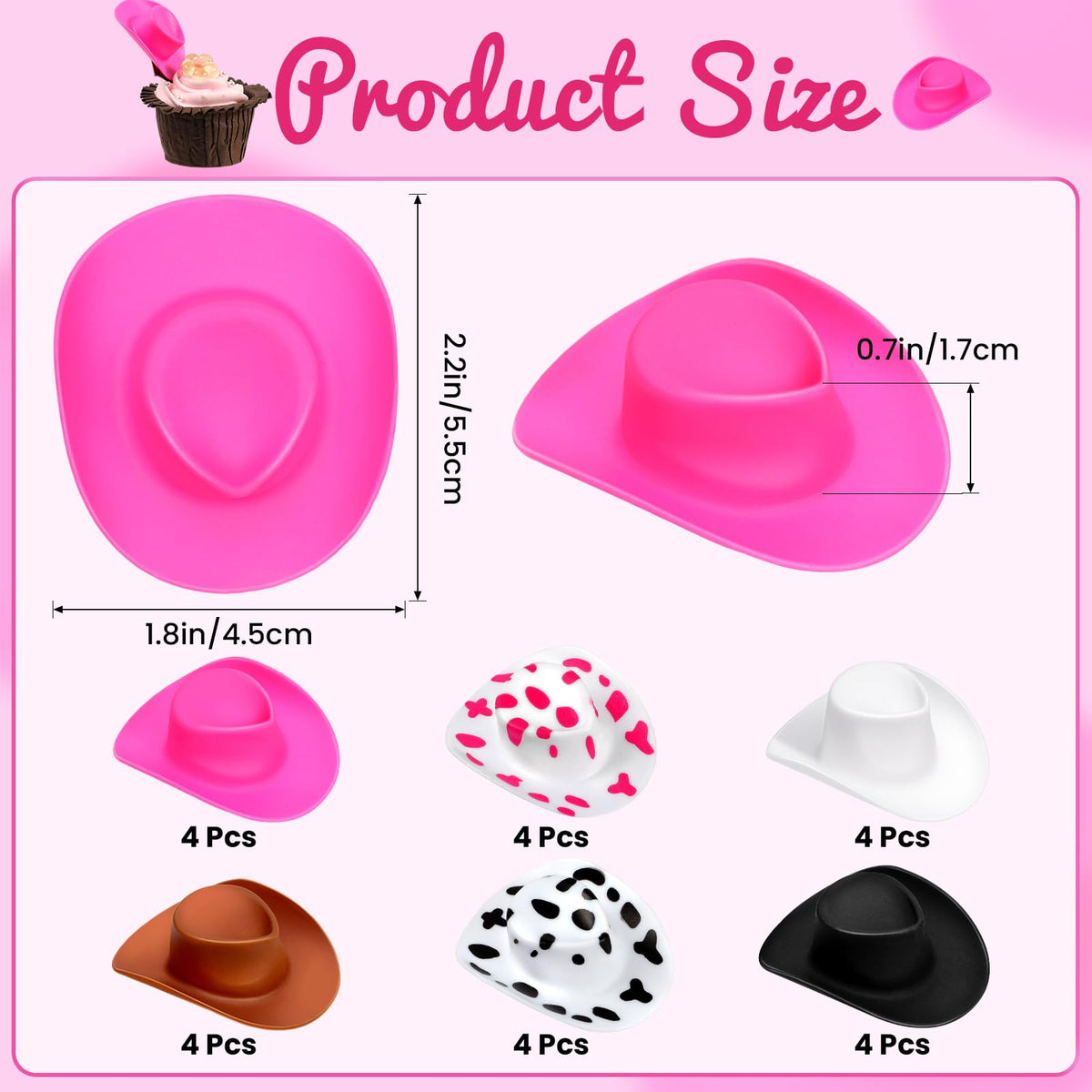 VICROIC 24-Pcs Plastic Mini Cowboy Hats – Colorful Doll Party Props & Craft Decor