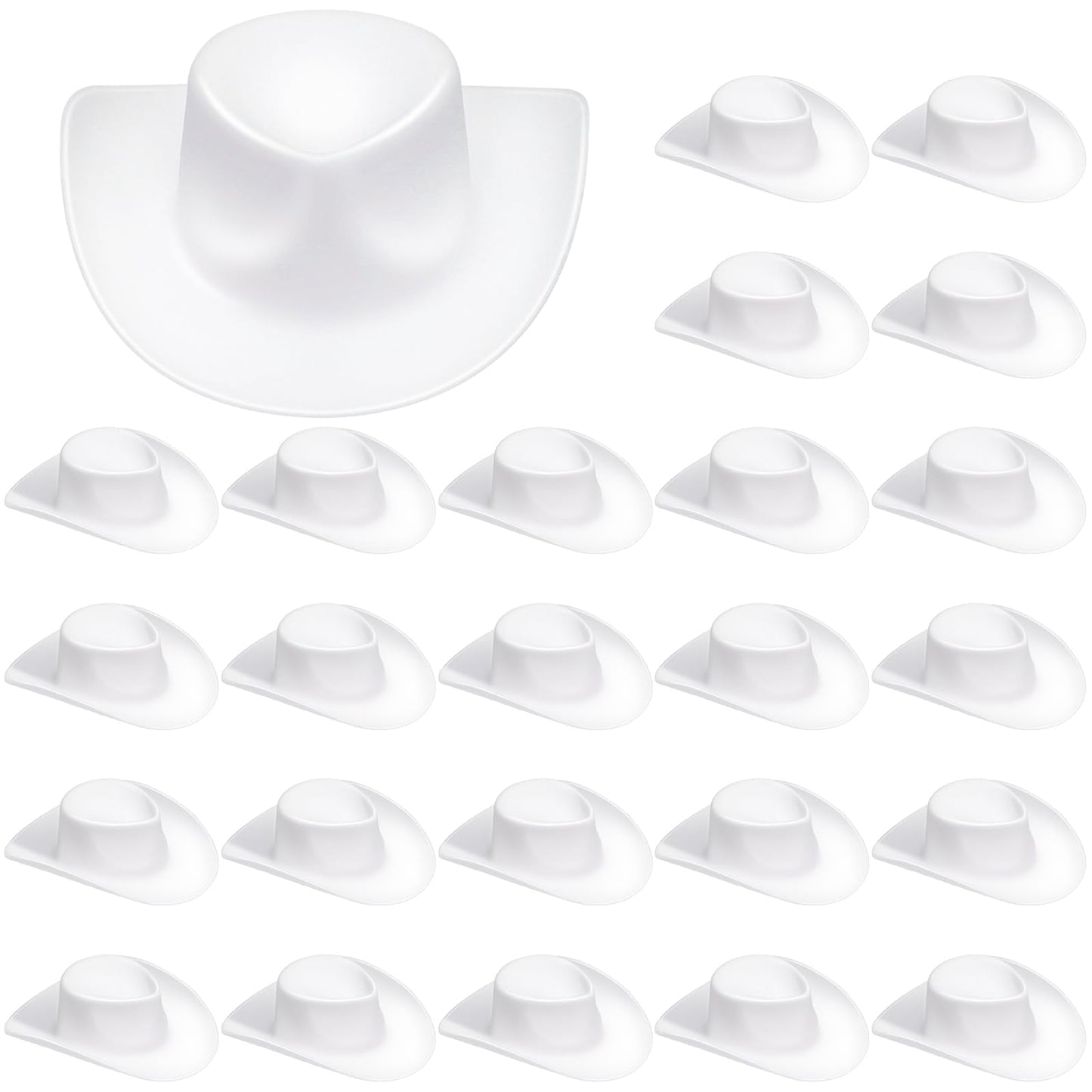 Vicroic 24 Pcs White Mini Cowboy Hats for Dolls – Dollhouse Dress-Up Props
