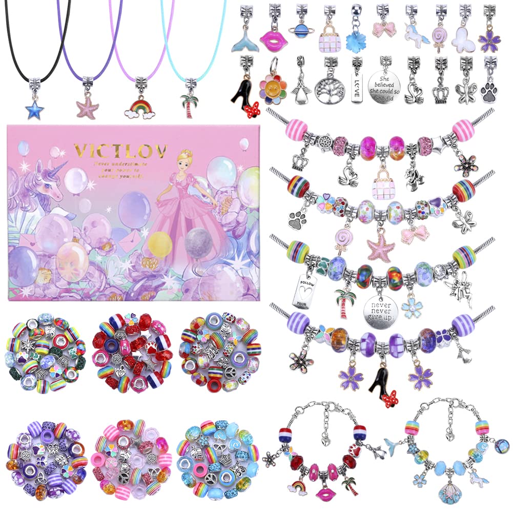 VICTLOV Charm Bracelet Making Kit for Girls — Unicorn & Mermaid Crafts, Ages 5-12