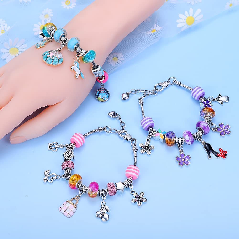 VICTLOV Charm Bracelet Making Kit for Girls — Unicorn & Mermaid Crafts, Ages 5-12