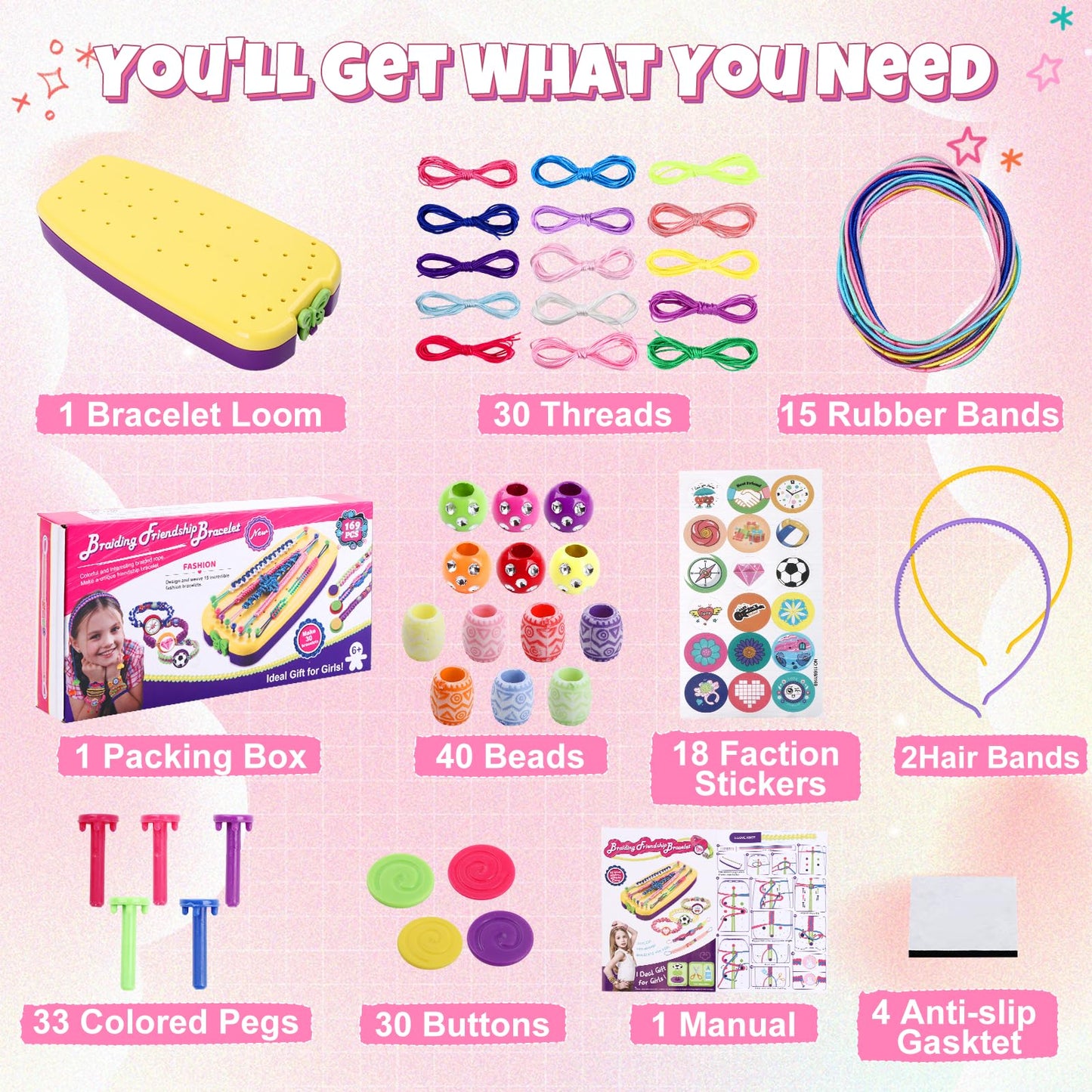 VIDIBESTY Bracelet Making Kit for Girls 6-12 | 169PCS Deluxe Craft Set