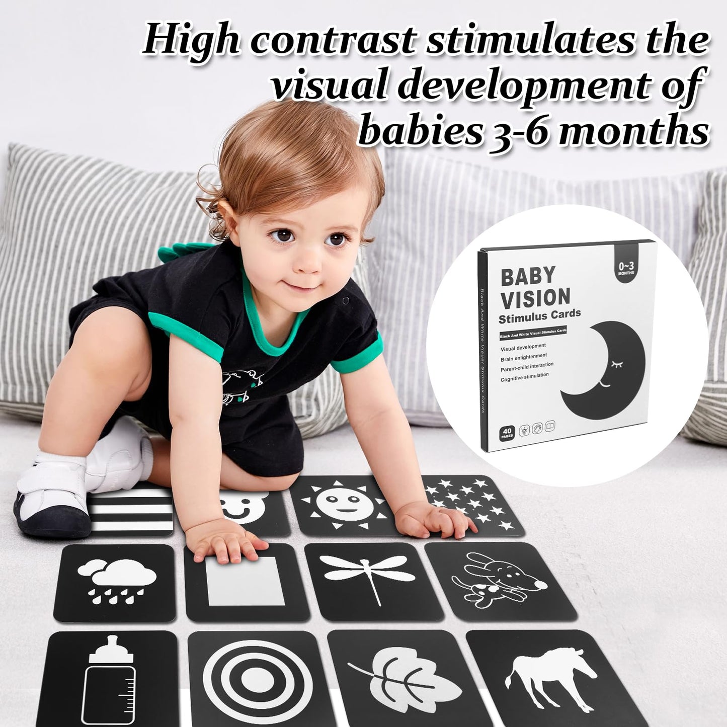 VIESMUMU High-Contrast Baby Toys for Newborns — Black & White Development Set