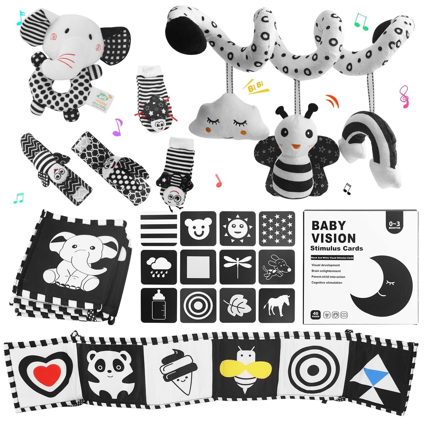 VIESMUMU High-Contrast Baby Toys for Newborns — Black & White Development Set