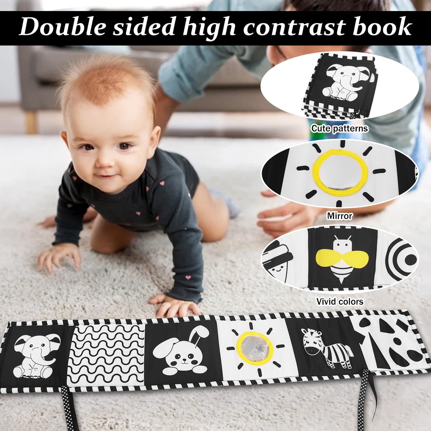 VIESMUMU High-Contrast Baby Toys for Newborns — Black & White Development Set