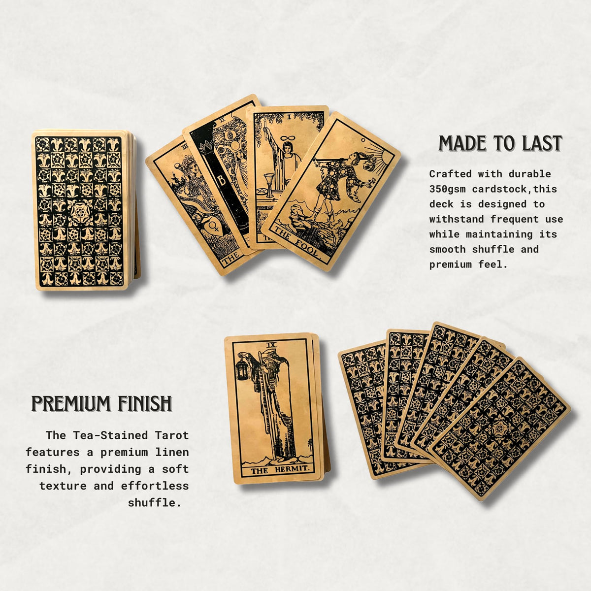 Vieux Monde Express The Tea-Stained Tarot & Guide | 78 Cards, Linen Finish, Made in USA