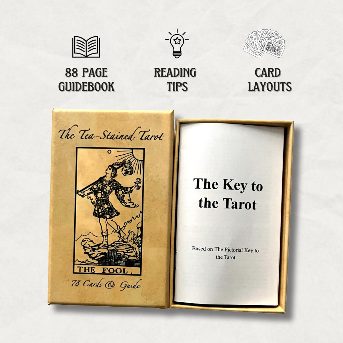 Vieux Monde Express The Tea-Stained Tarot & Guide | 78 Cards, Linen Finish, Made in USA