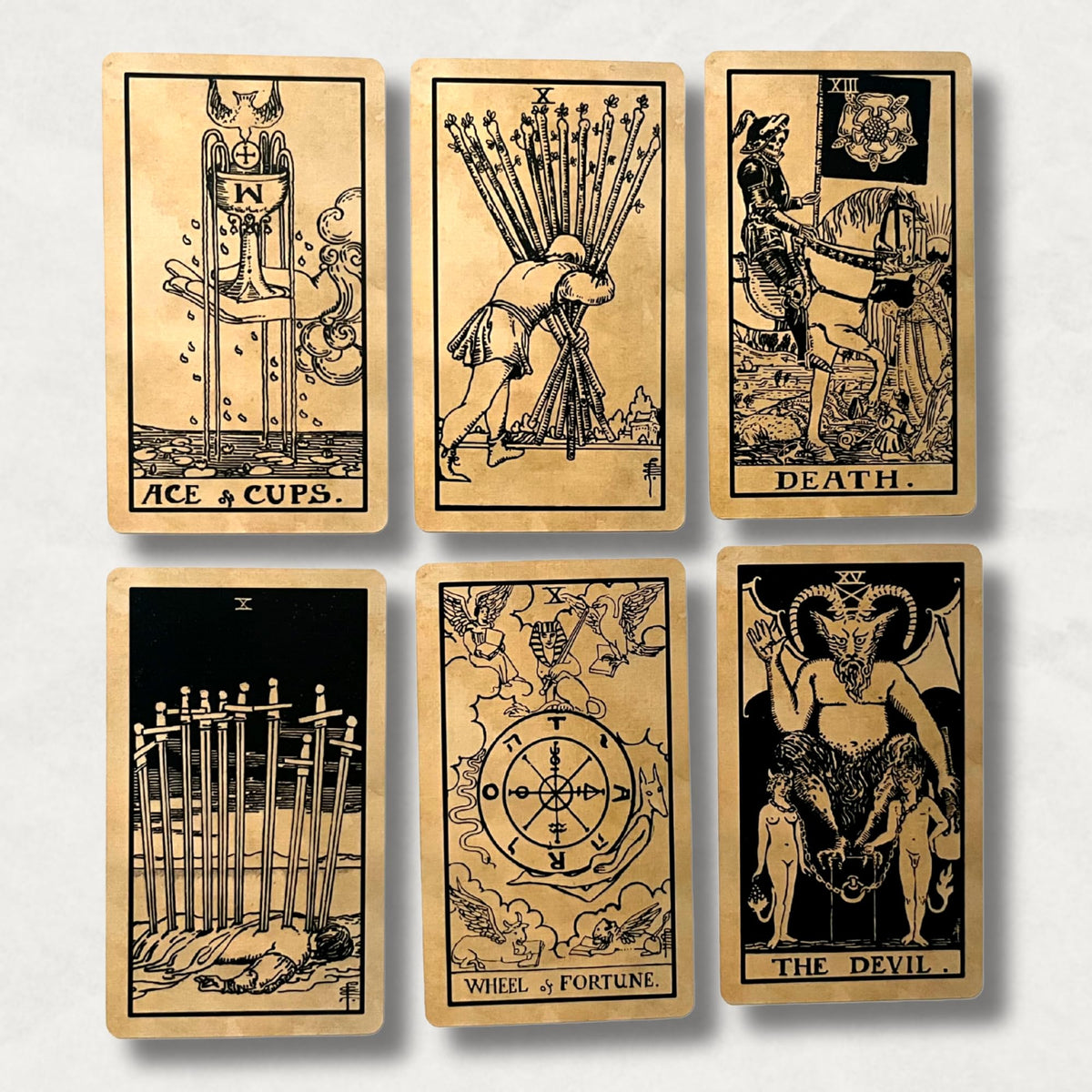 Vieux Monde Express The Tea-Stained Tarot & Guide | 78 Cards, Linen Finish, Made in USA