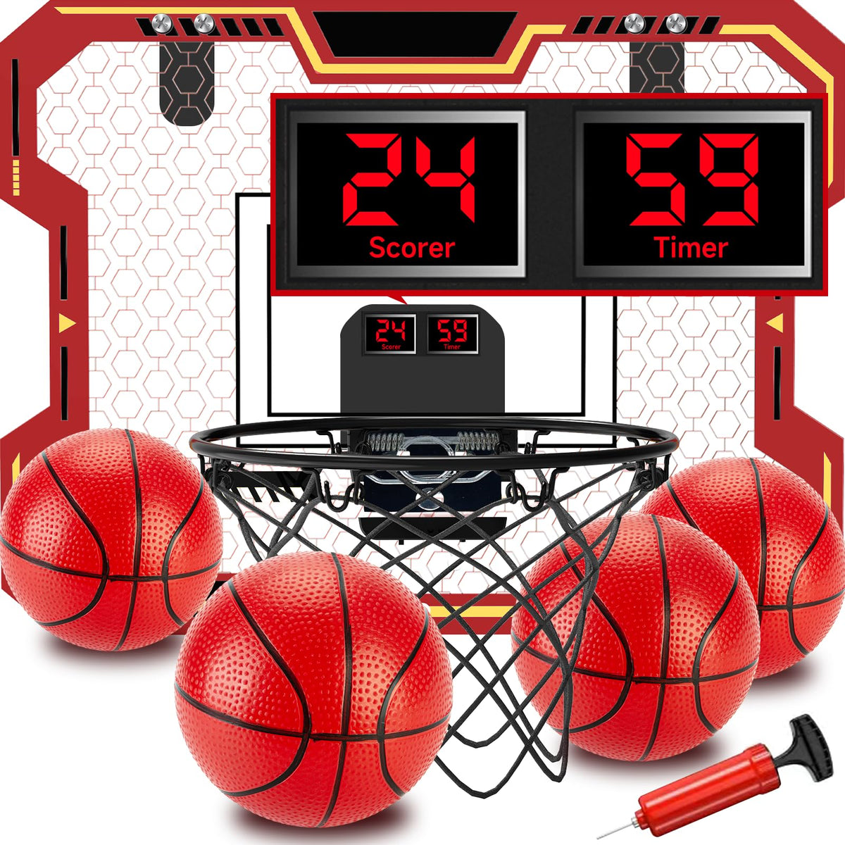 Vignuto Indoor Basketball Hoop for Kids – Over-the-Door, Scoring & Music