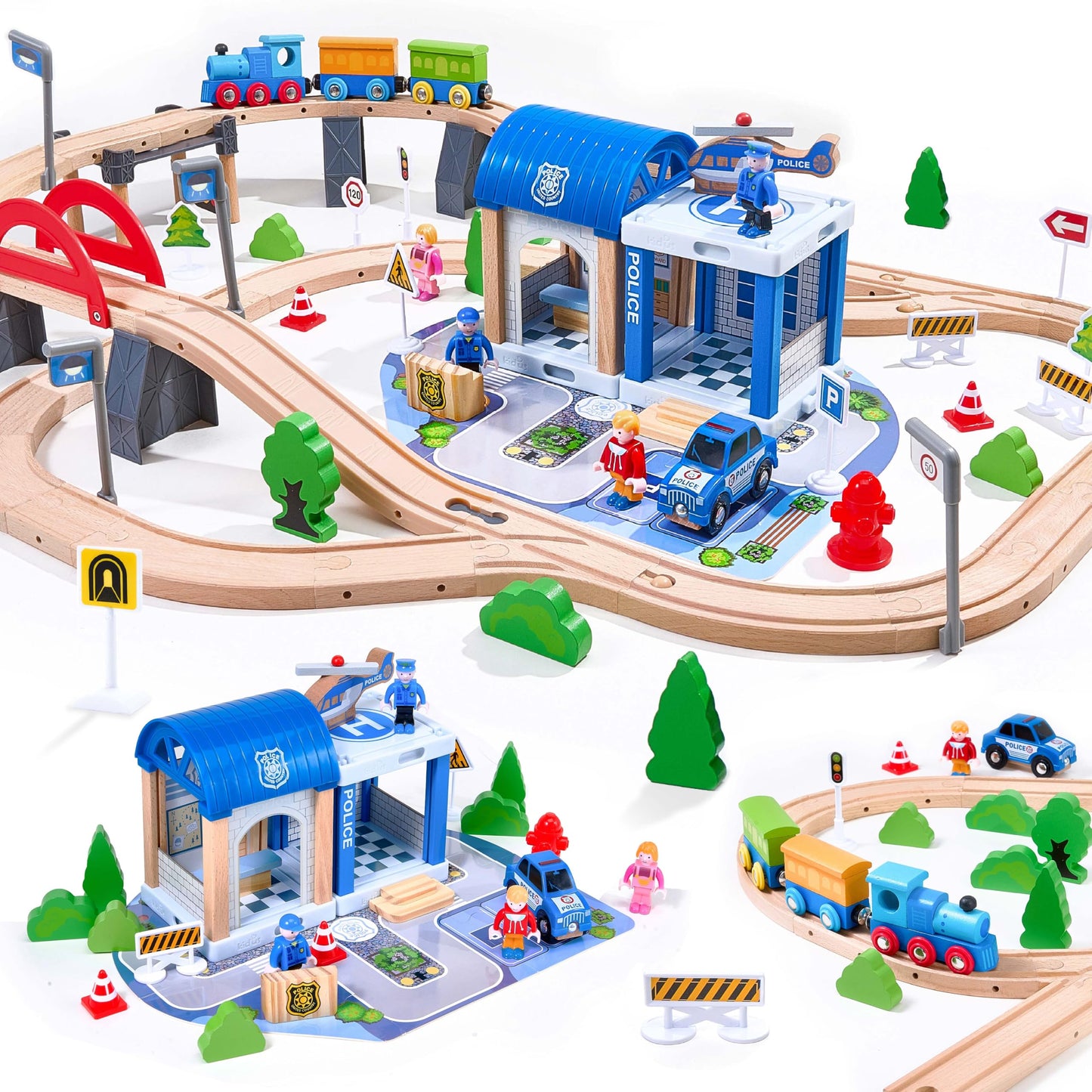 VigorFun 102Pcs Wooden Train Set for Toddlers — Expandable Tracks, Safe & Educational