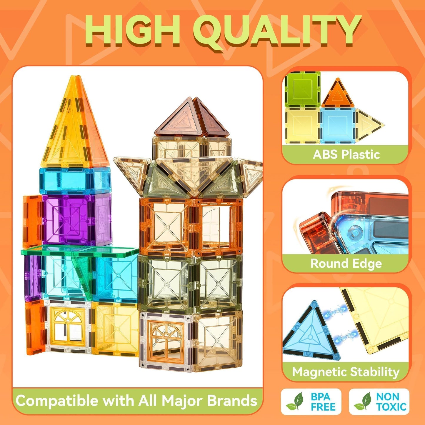 VigorFun Magnetic Tiles Set – 120-Piece STEM Building Toys for Kids 3-8 | Safe, Compatible, Gift-Ready