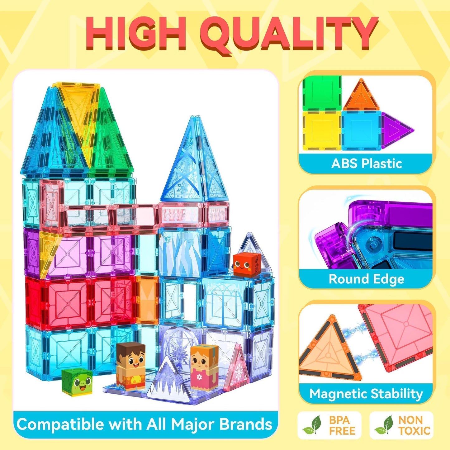 VigorFun Magnetic Tiles Building Toys – 120-Piece Deluxe STEM Kit for Kids Ages 3-8