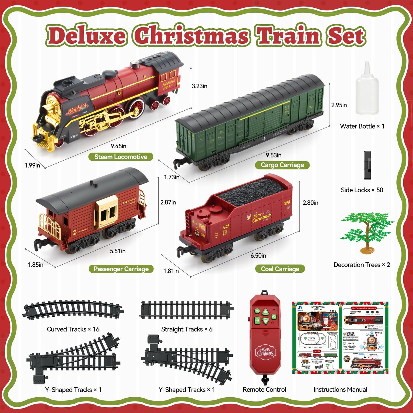 VigorFun Train Set with Gift Case – Smoke, Light & Sound for Christmas Tree Play