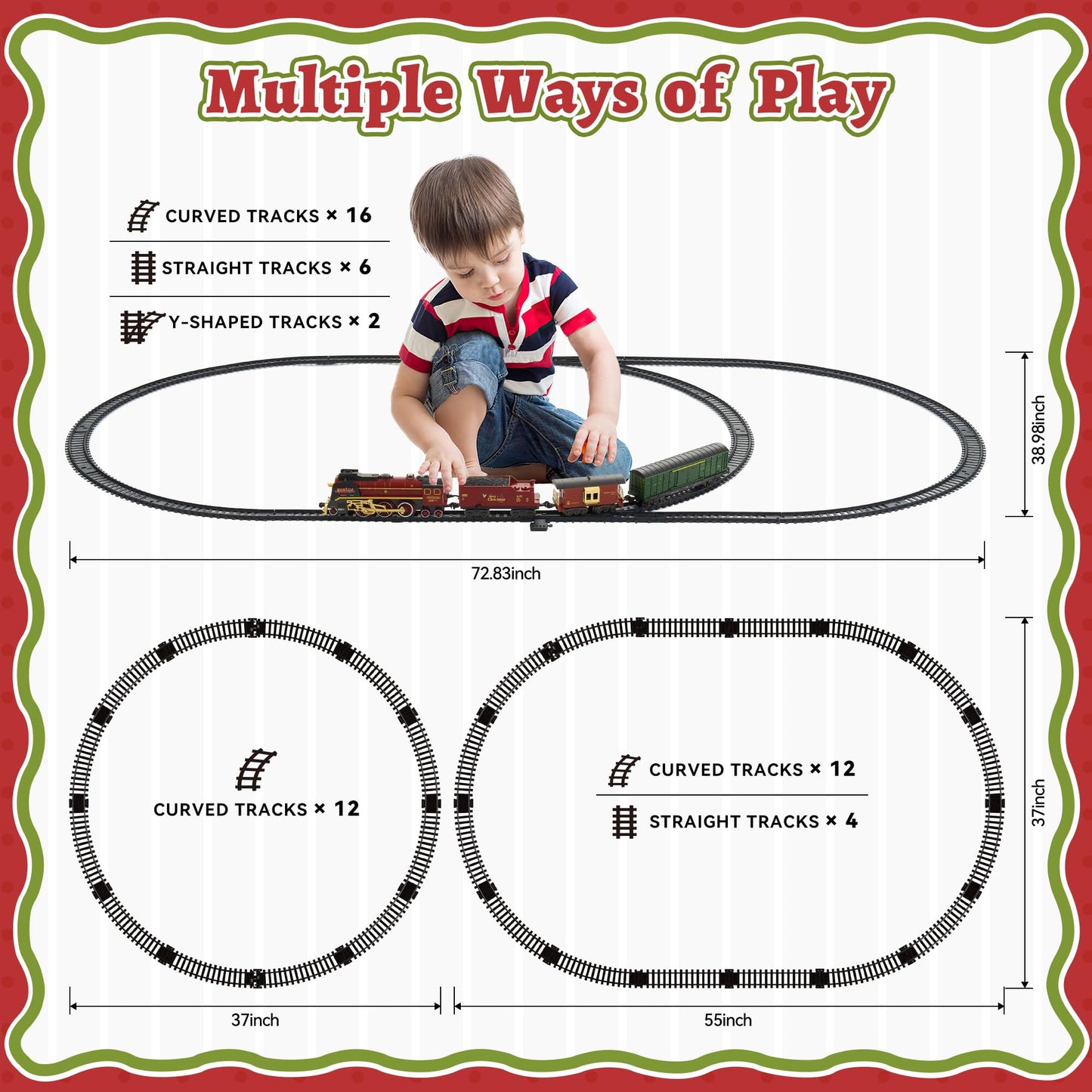VigorFun Train Set with Gift Case – Smoke, Light & Sound for Christmas Tree Play