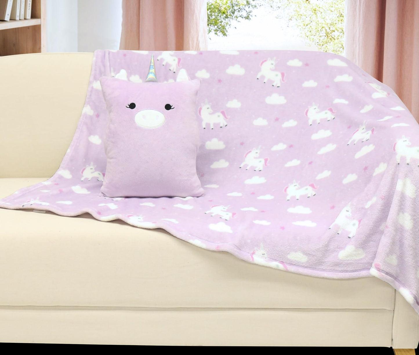 VigorSpring 3-in-1 Kids Travel Pillow & Blanket Set | Unicorn 60x40 Blanket & 15x12 Pillow